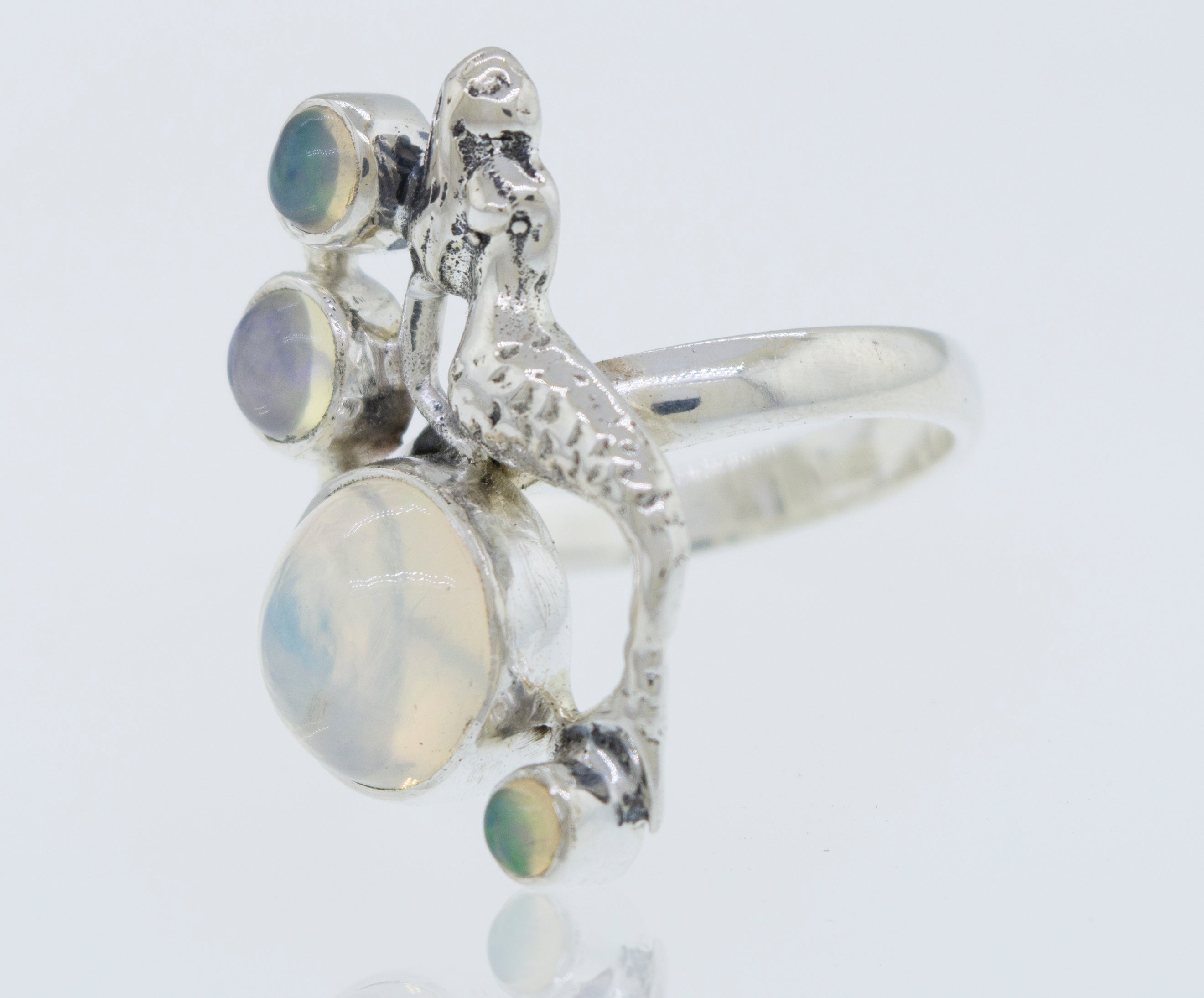 A stunning Mermaid Ring with Ethiopian Opal, adorned with a mesmerizing Ethiopian opal.