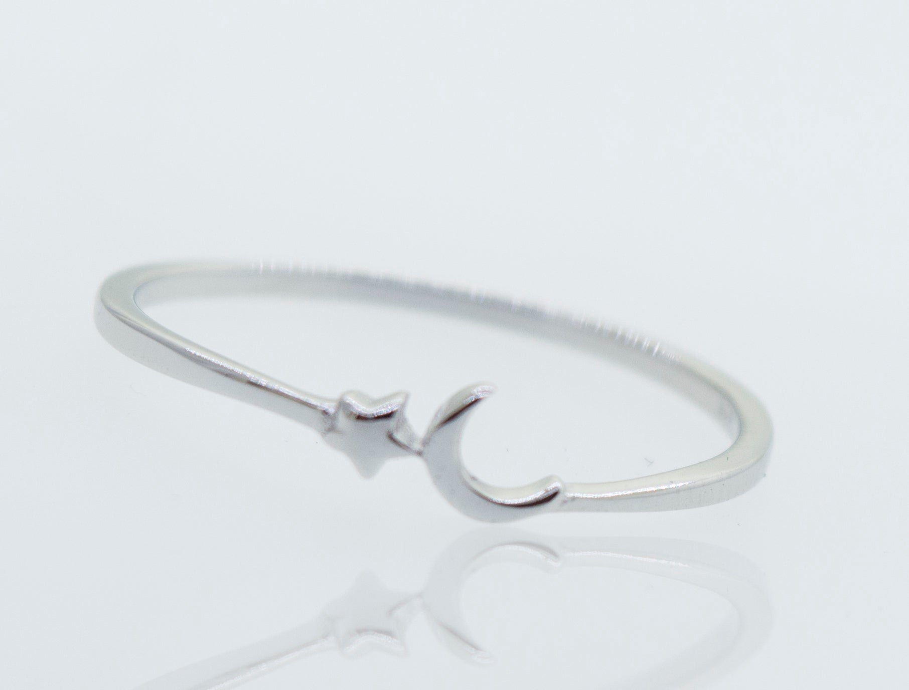 A Super Silver Star And Crescent Moon Ring.