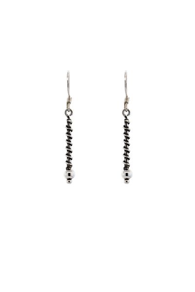 Super Silver's Bali Coil Wrapped Drop Earrings with silver beads.