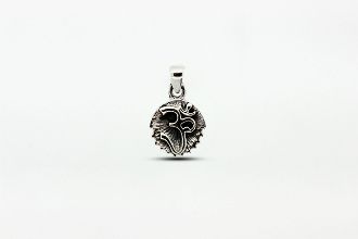 A Super Silver pendant with an Om Charm with Burst Background charm.