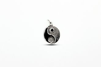 A Super Silver Yin Yang Pendant on a white background.