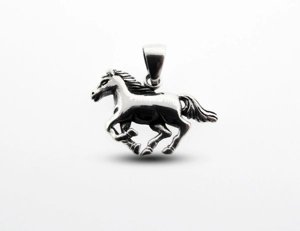 A Super Silver Galloping Horse Charm on a white background.