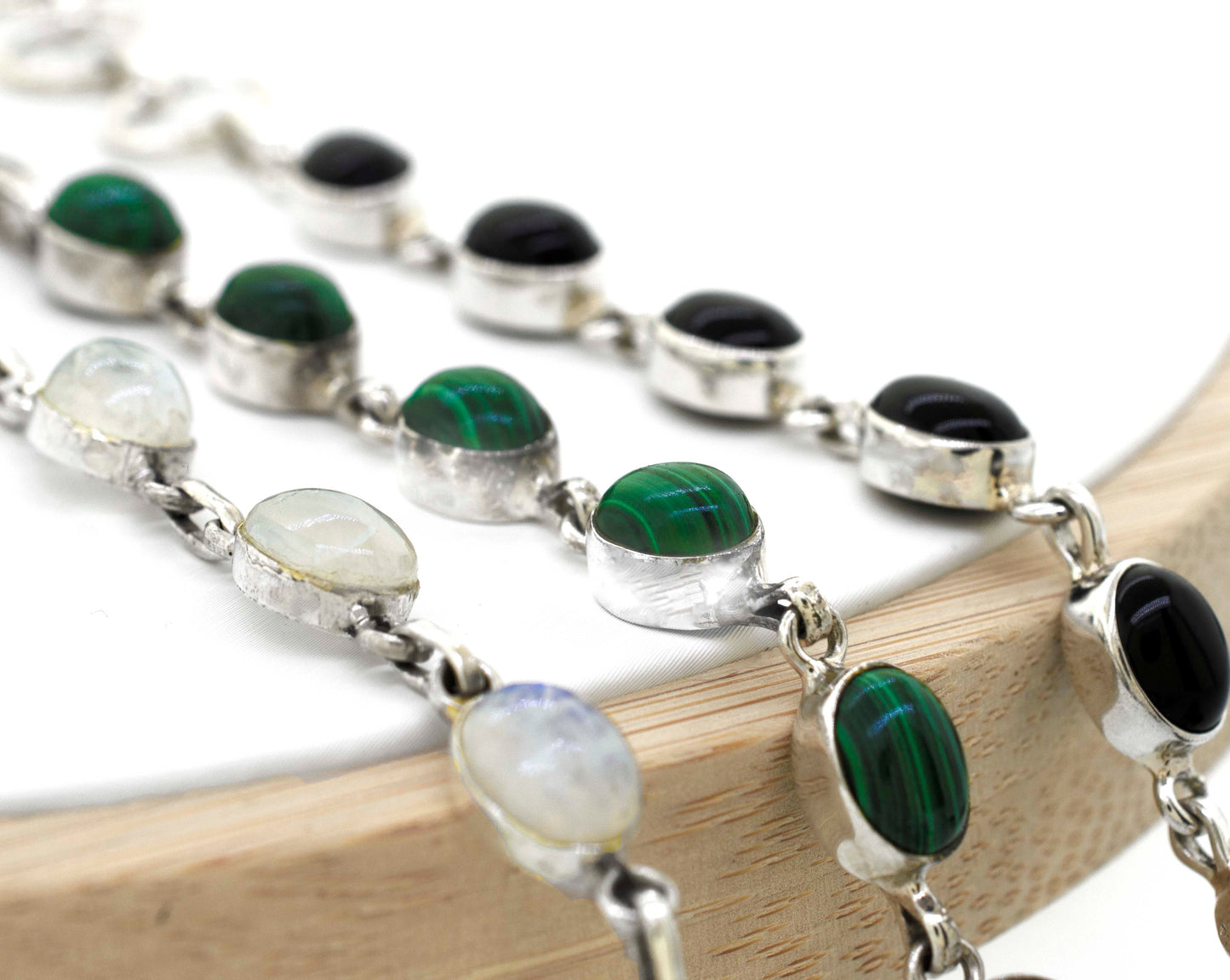 A Simple Oval Gemstone Bracelet with Super Silver stones.