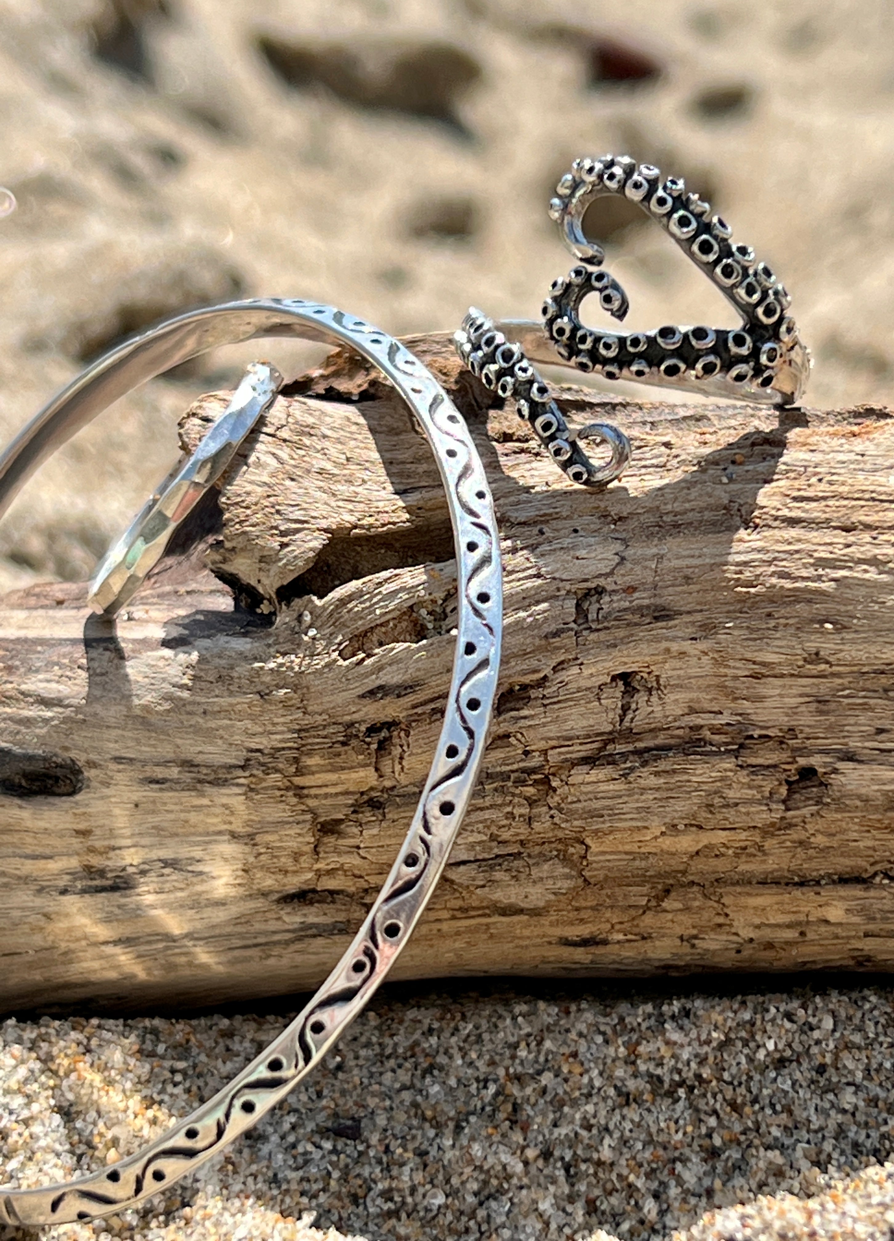 Super Silver's Dainty Silver Cuff with Etching, perfect for everyday wear.