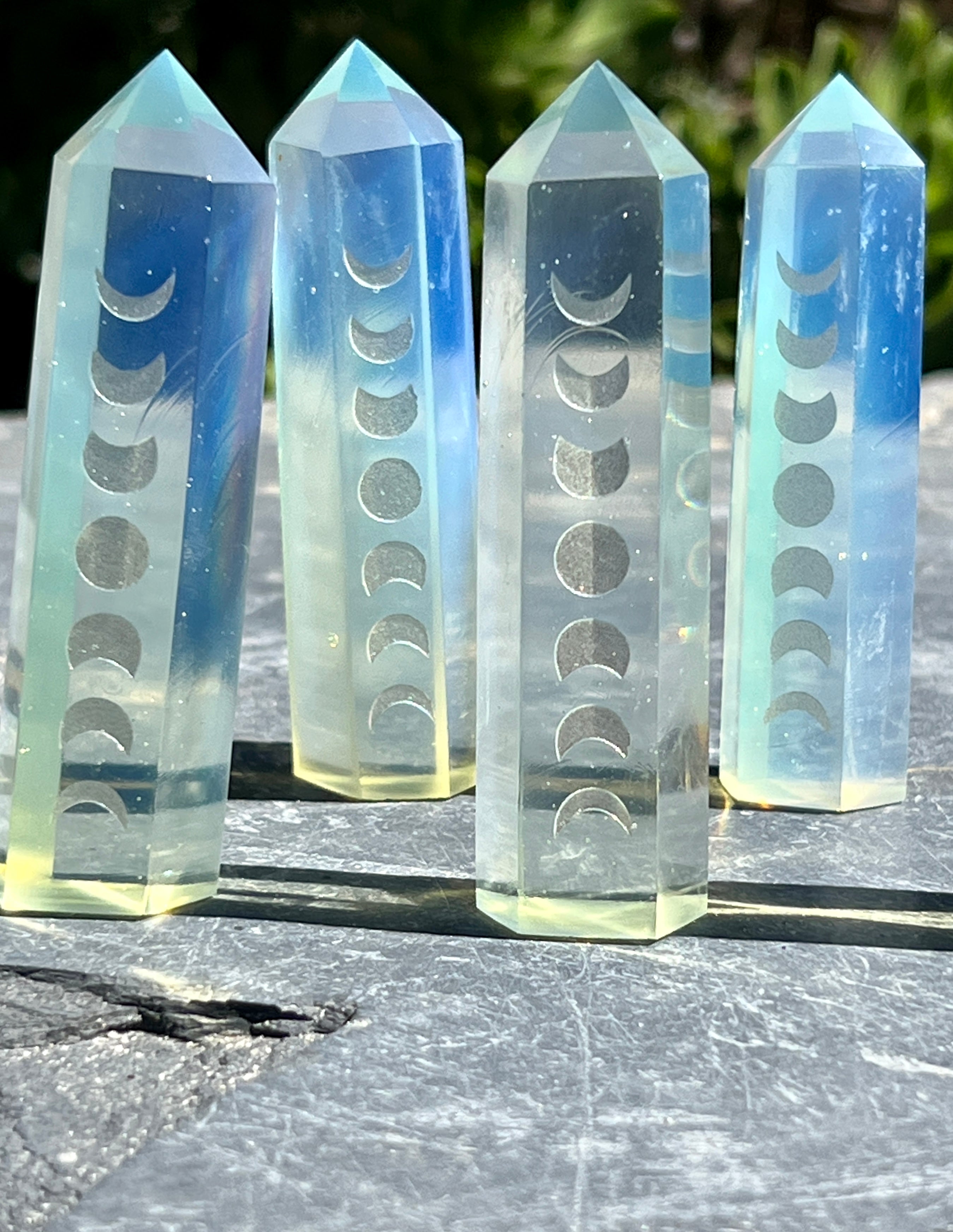 Opalite Obelisk with Moon Phases – Super Silver