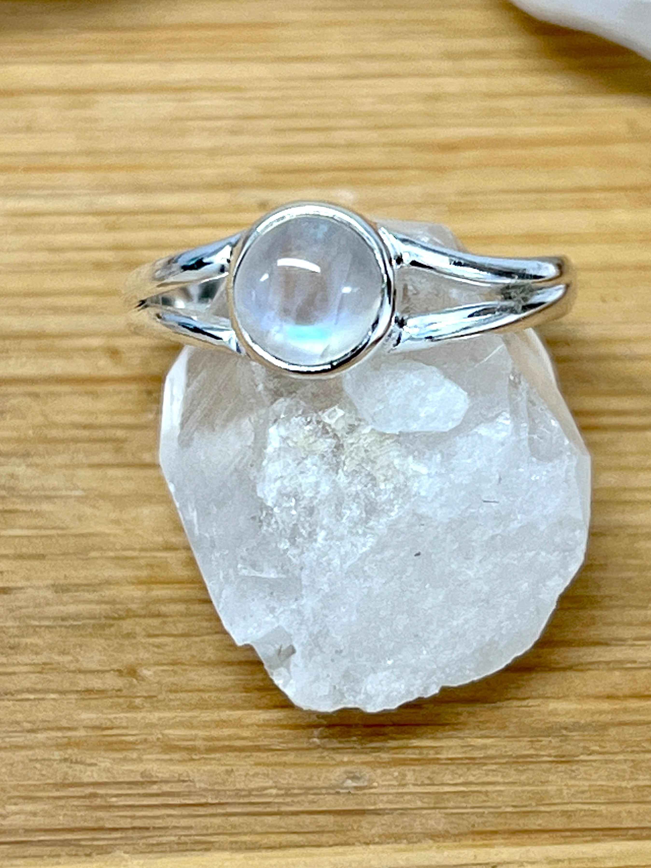 Circular Minimalist Stone Ring in sterling silver, by Super Silver.