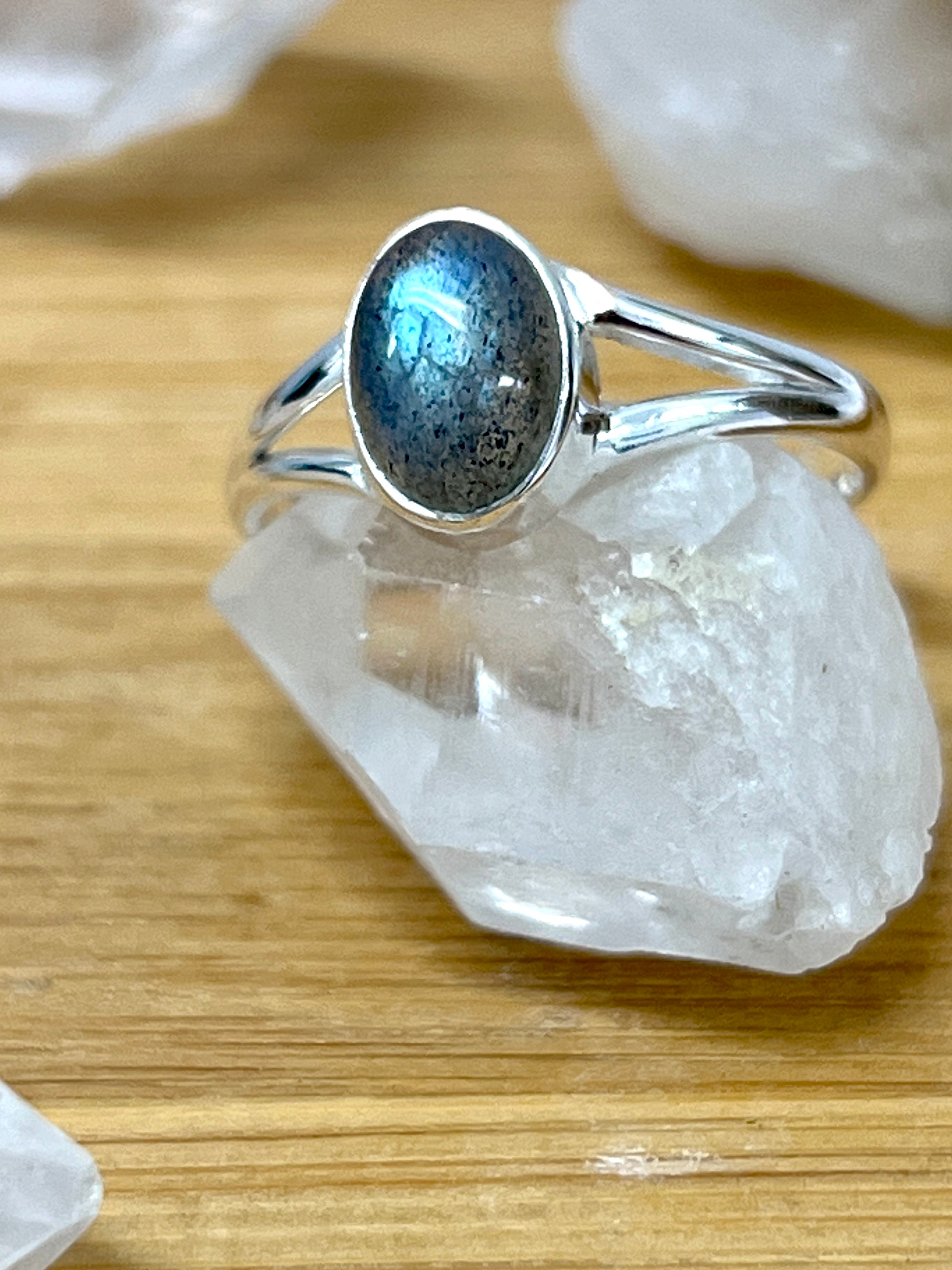 Minimalist Moonstone Or Labradorite Ring.