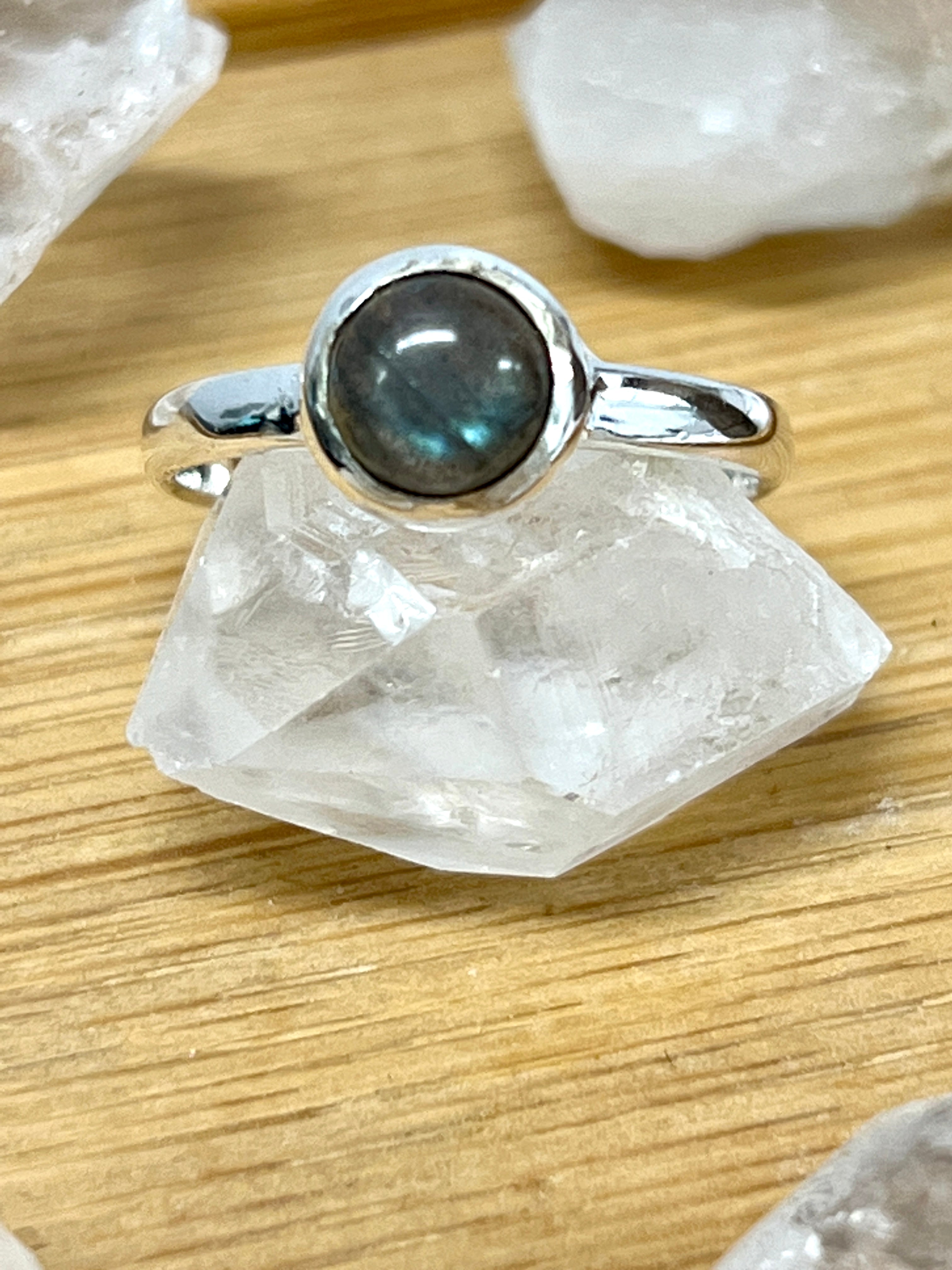 Simple Moonstone and Labradorite Stacking Ring by Super Silver in sterling silver.