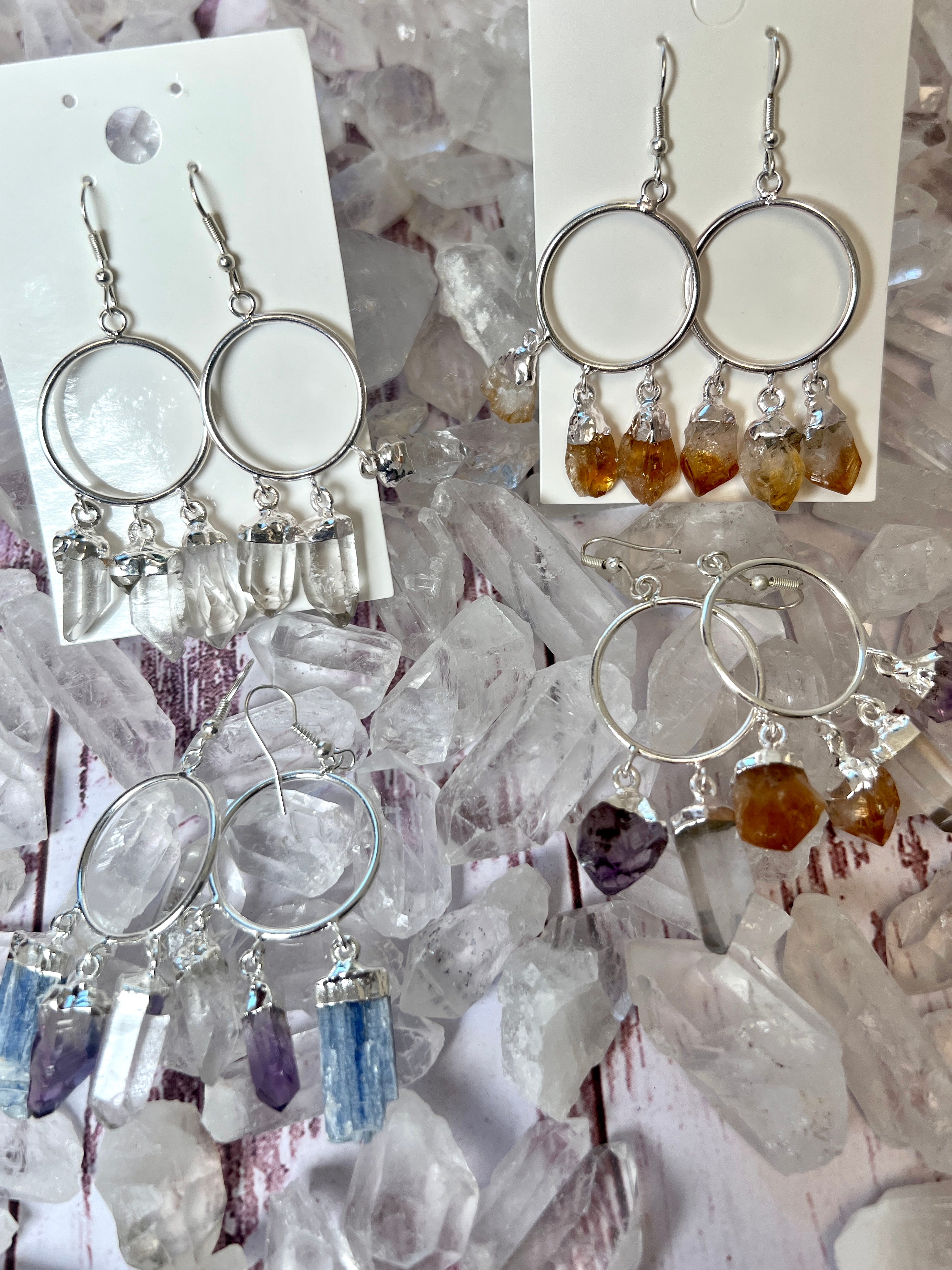 Super Silver Boho Crystal Chandelier Earrings