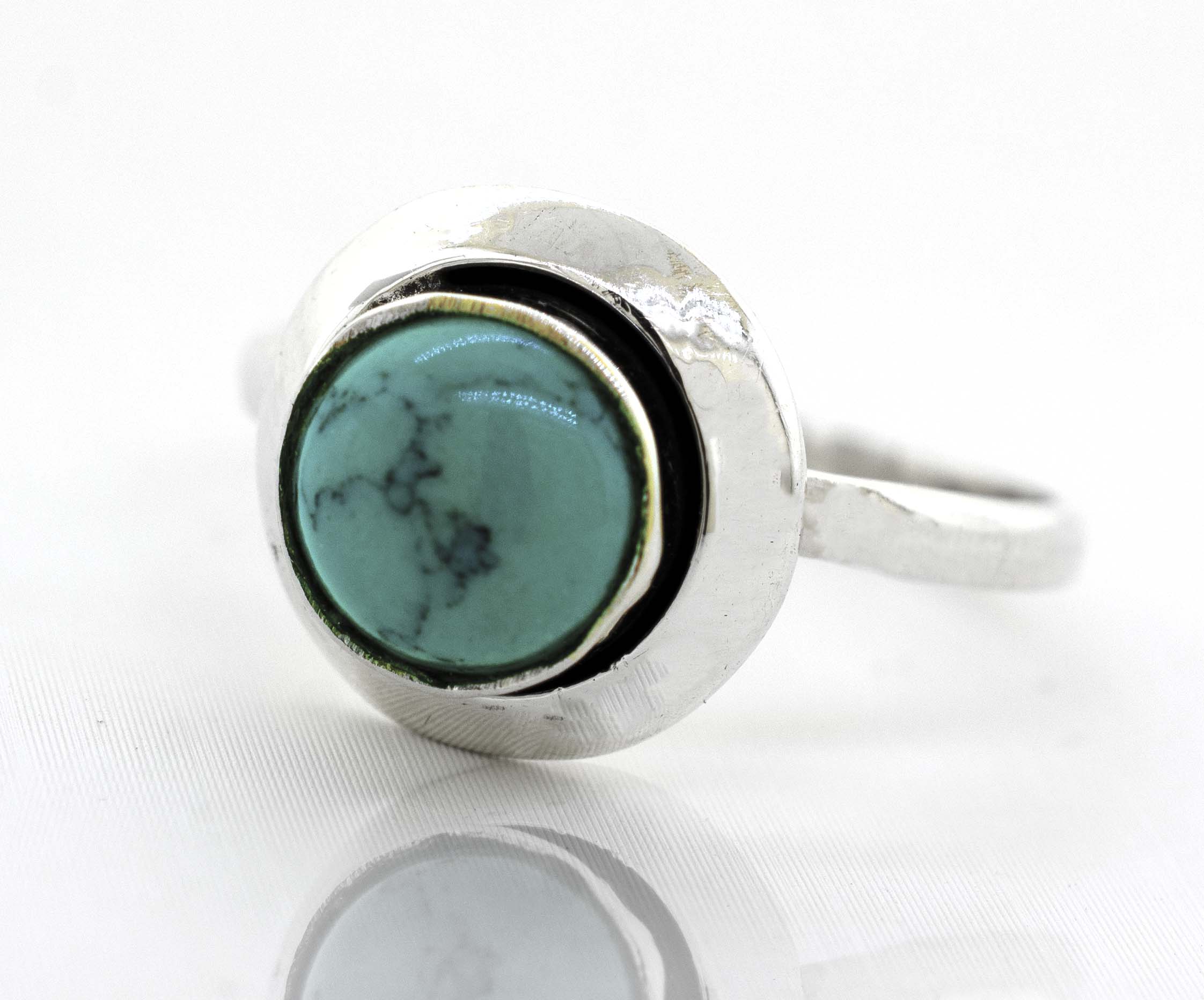A Round Gemstone Ring With Oxidized Outline from Super Silver, with a contemporary sophistication.