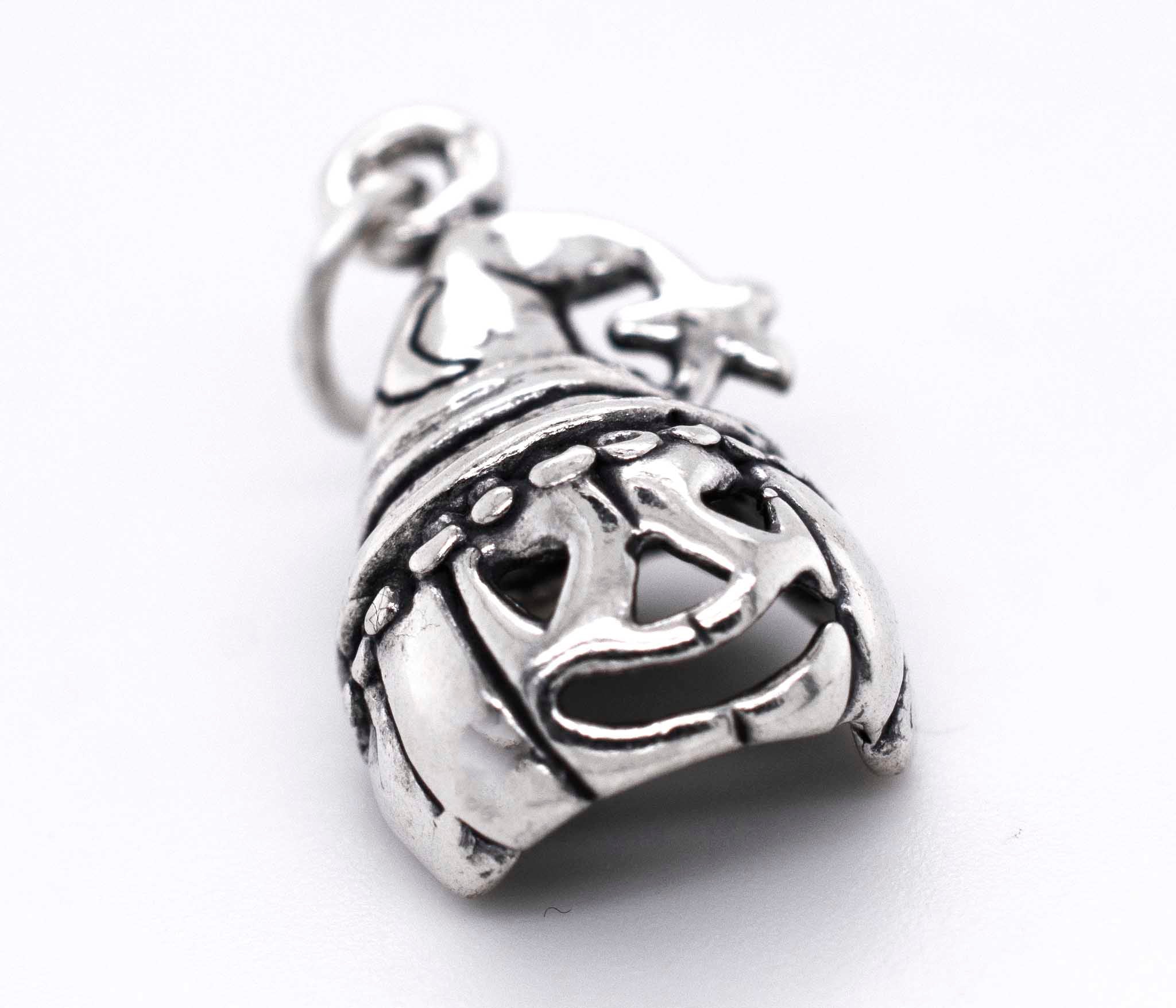 A Super Silver Jack O' Lantern with Witch Hat charm, perfect for Halloween or autumn fashion.