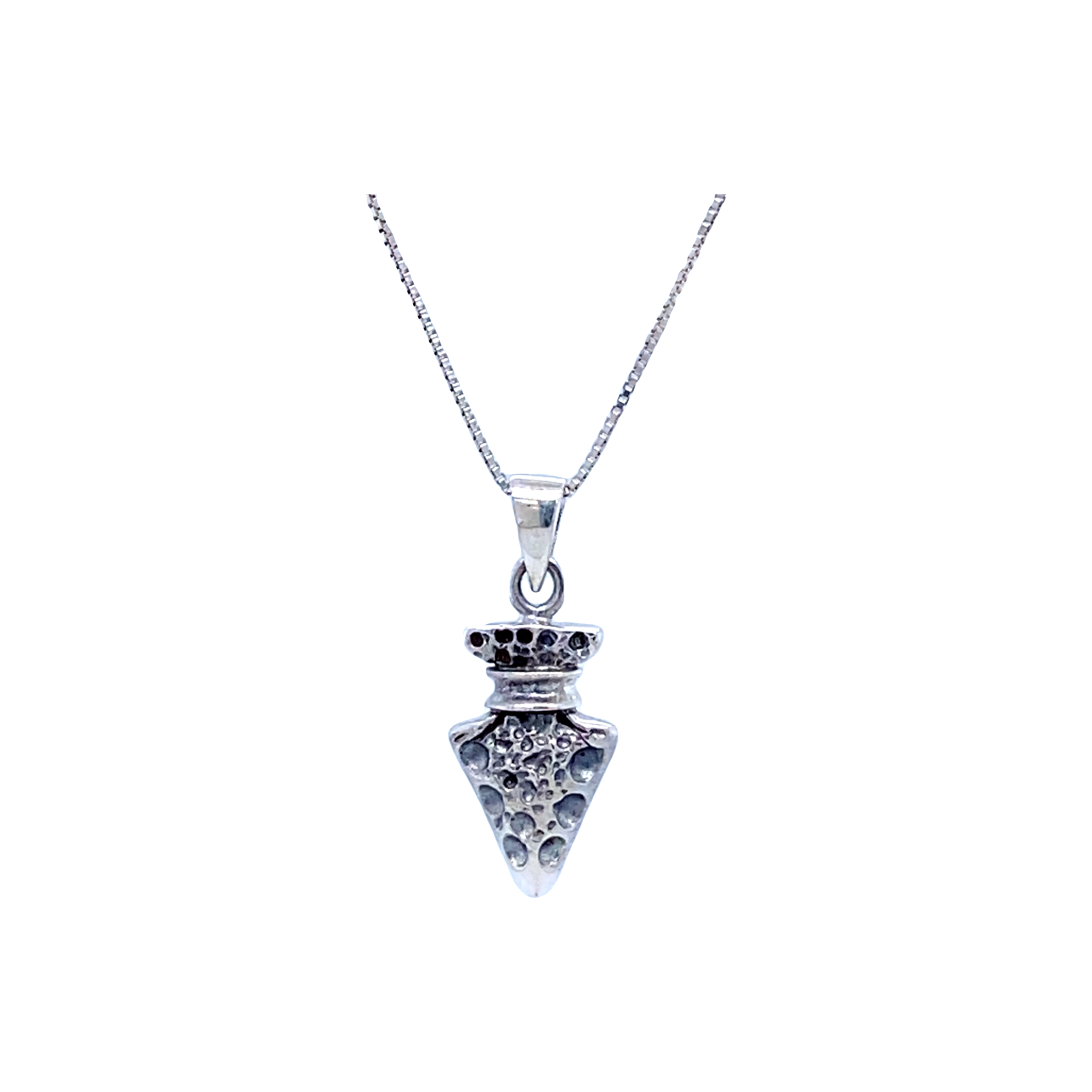 A Super Silver necklace with a Tiny Arrowhead Charm pendant.