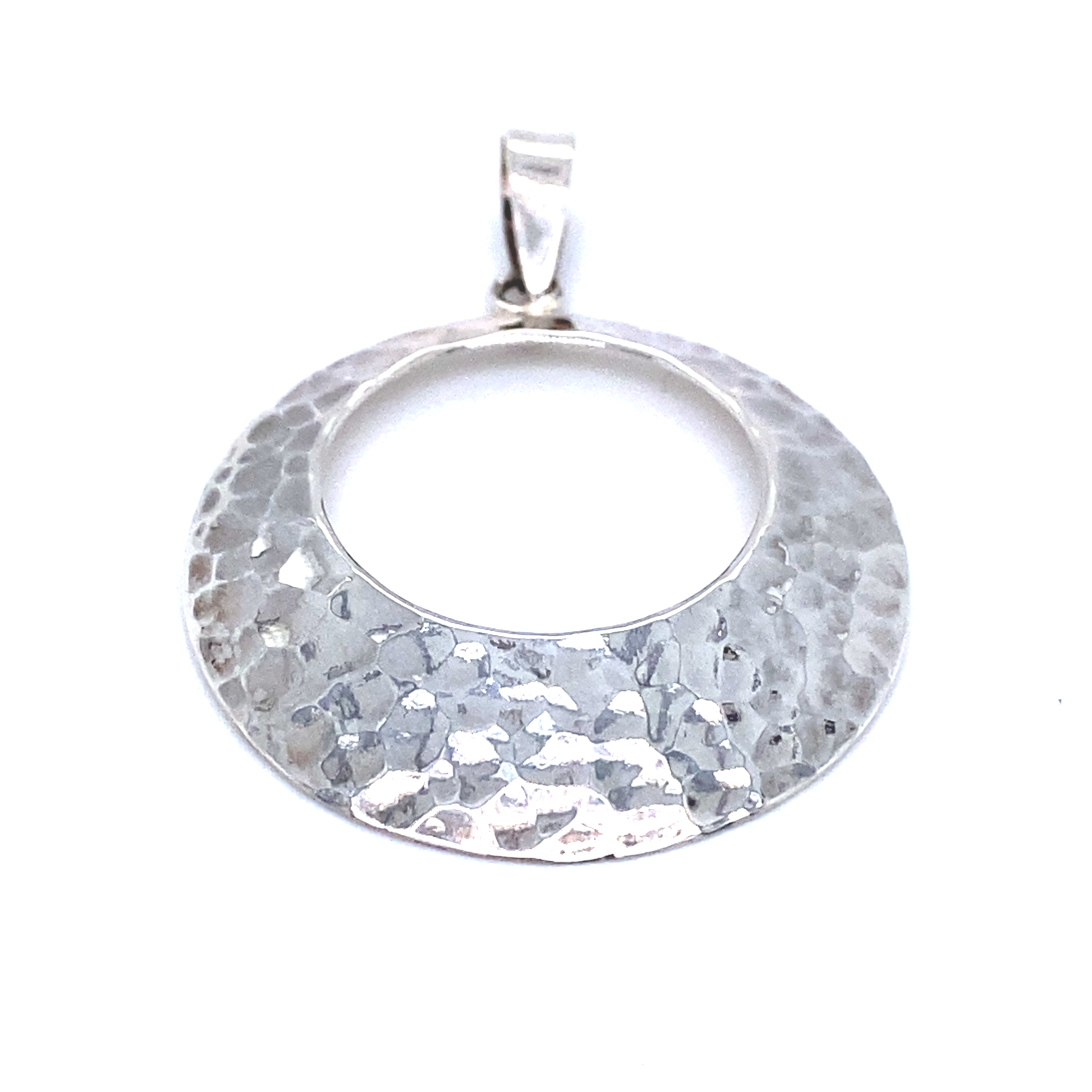 Sleek Hammered Round Pendant from Super Silver.