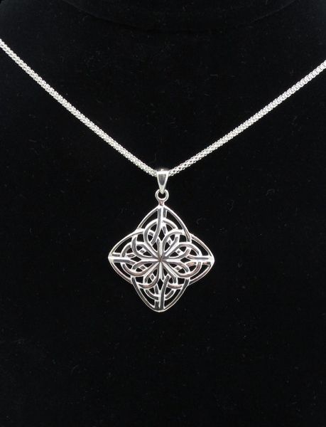 A Square Celtic Knot Pendant made of sterling silver by Super Silver.