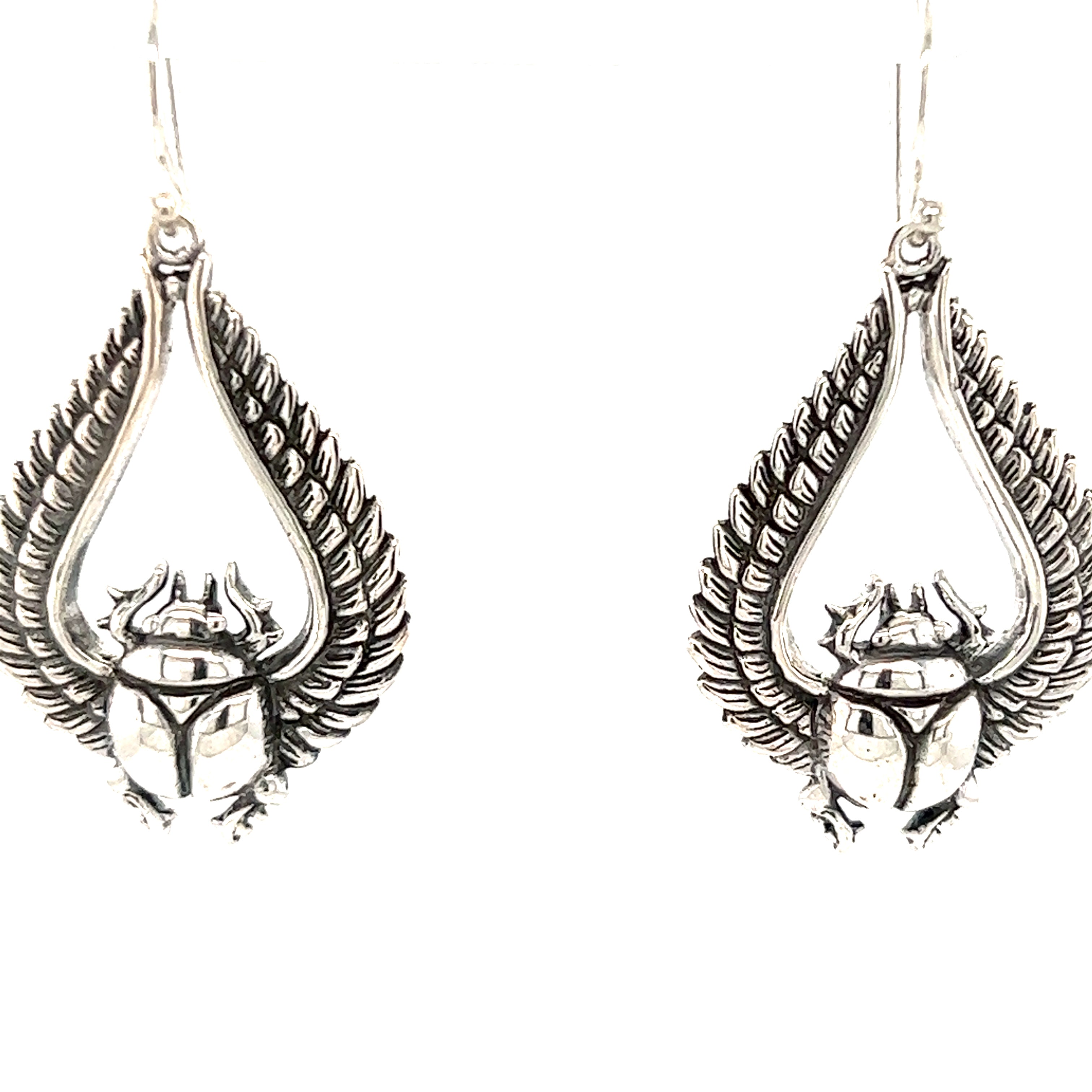 Super Silver's Winged Scarab Earrings offer protection and style inspired by the ancient Egyptian symbol.