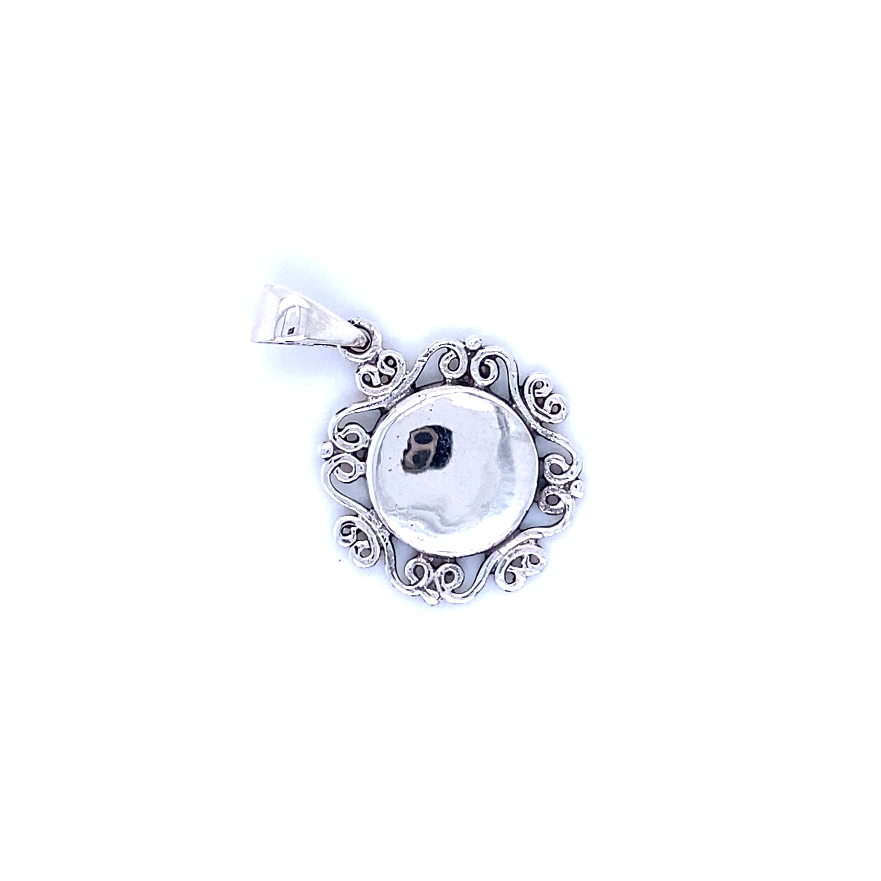 A Super Silver Engravable Pendant with Filigree Border.