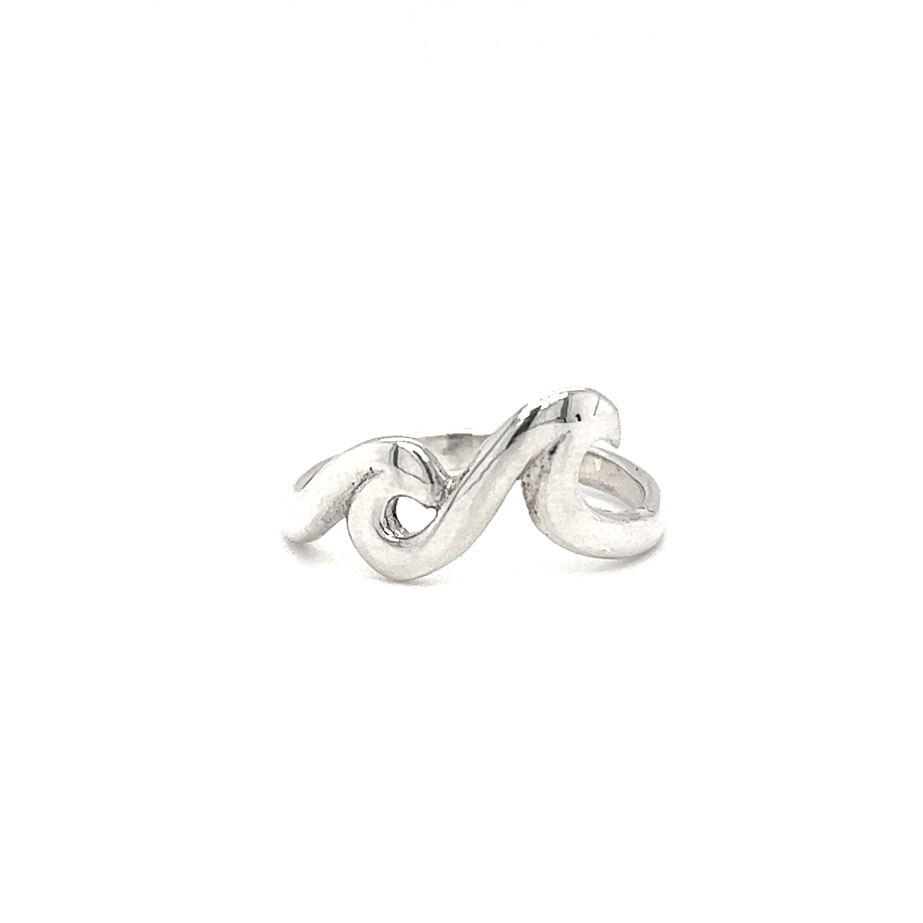 A modern sterling silver Two Waves Ring, inspired by Santa Cruz.