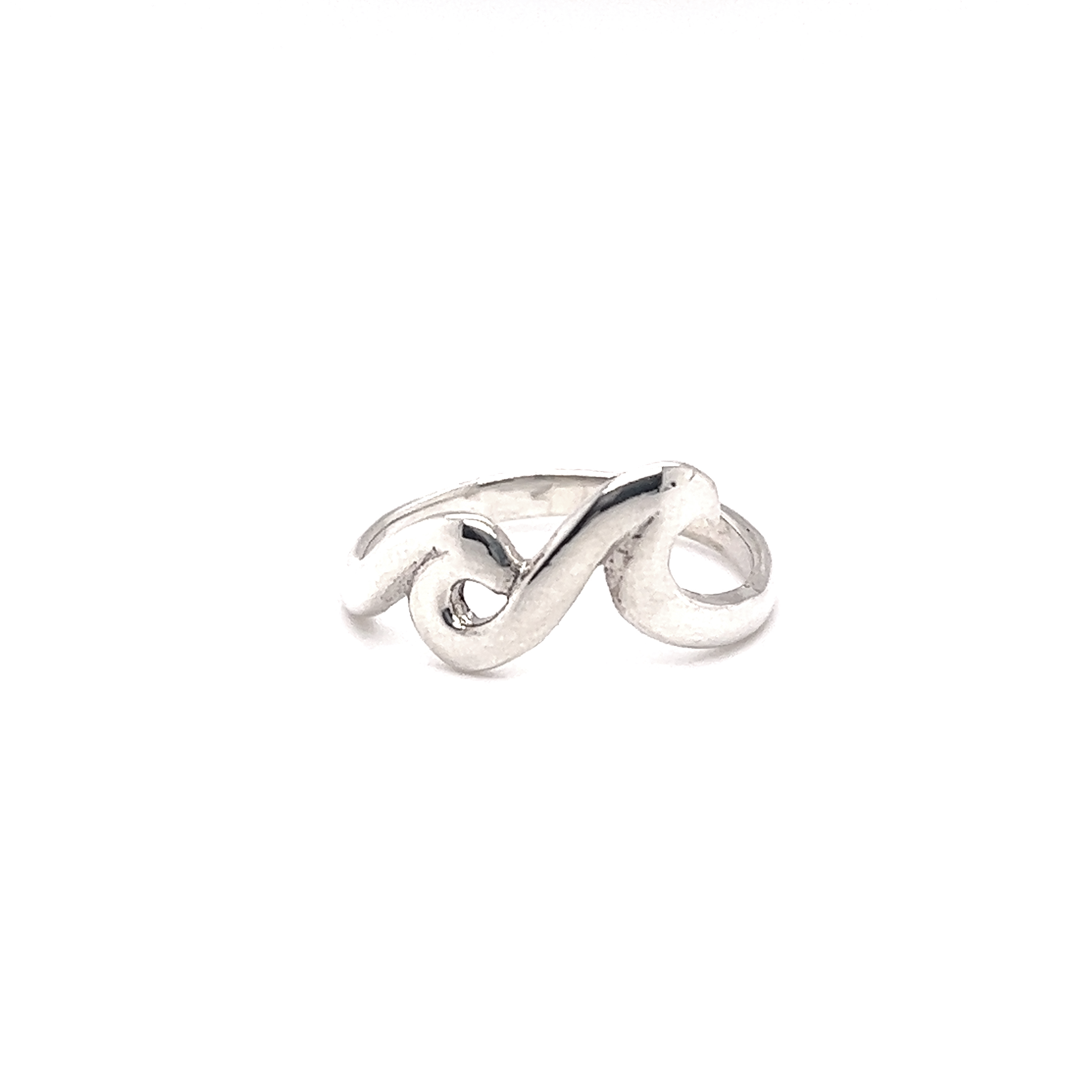 A modern Two Waves Ring with a wave design on it.