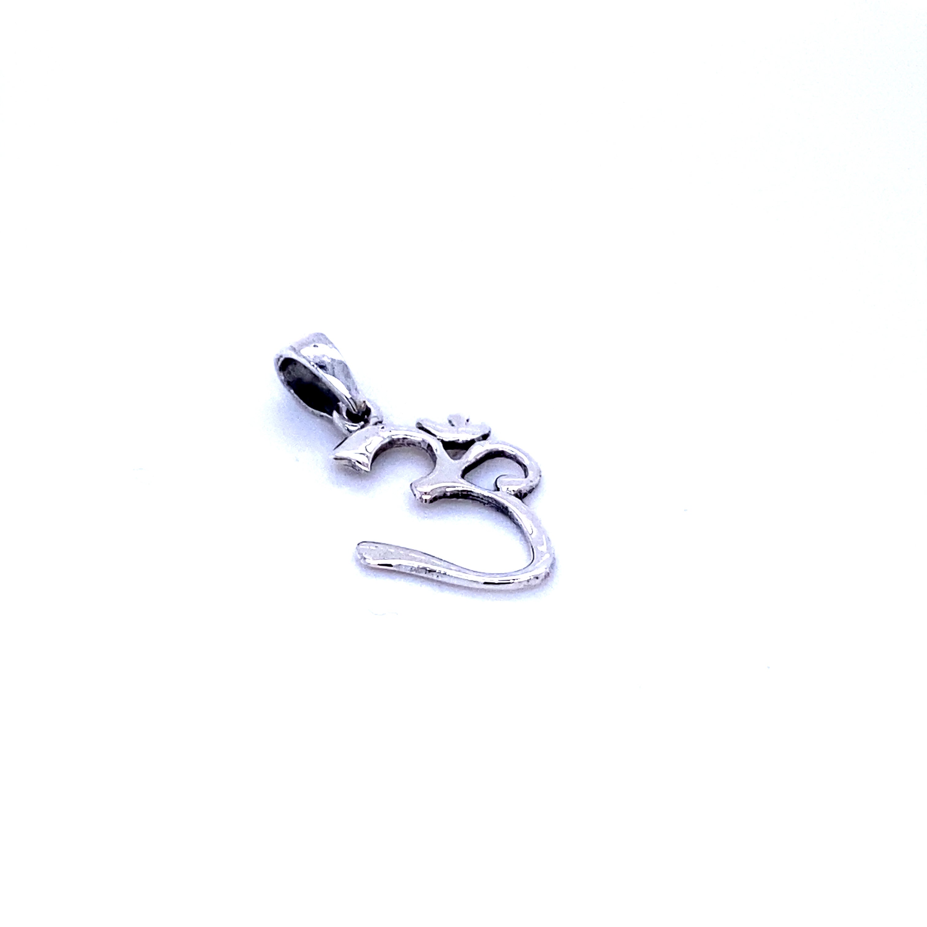 A Simple Om Pendant, a symbol of balance and spirituality, resting on a clean white background. (Brand Name: Super Silver)