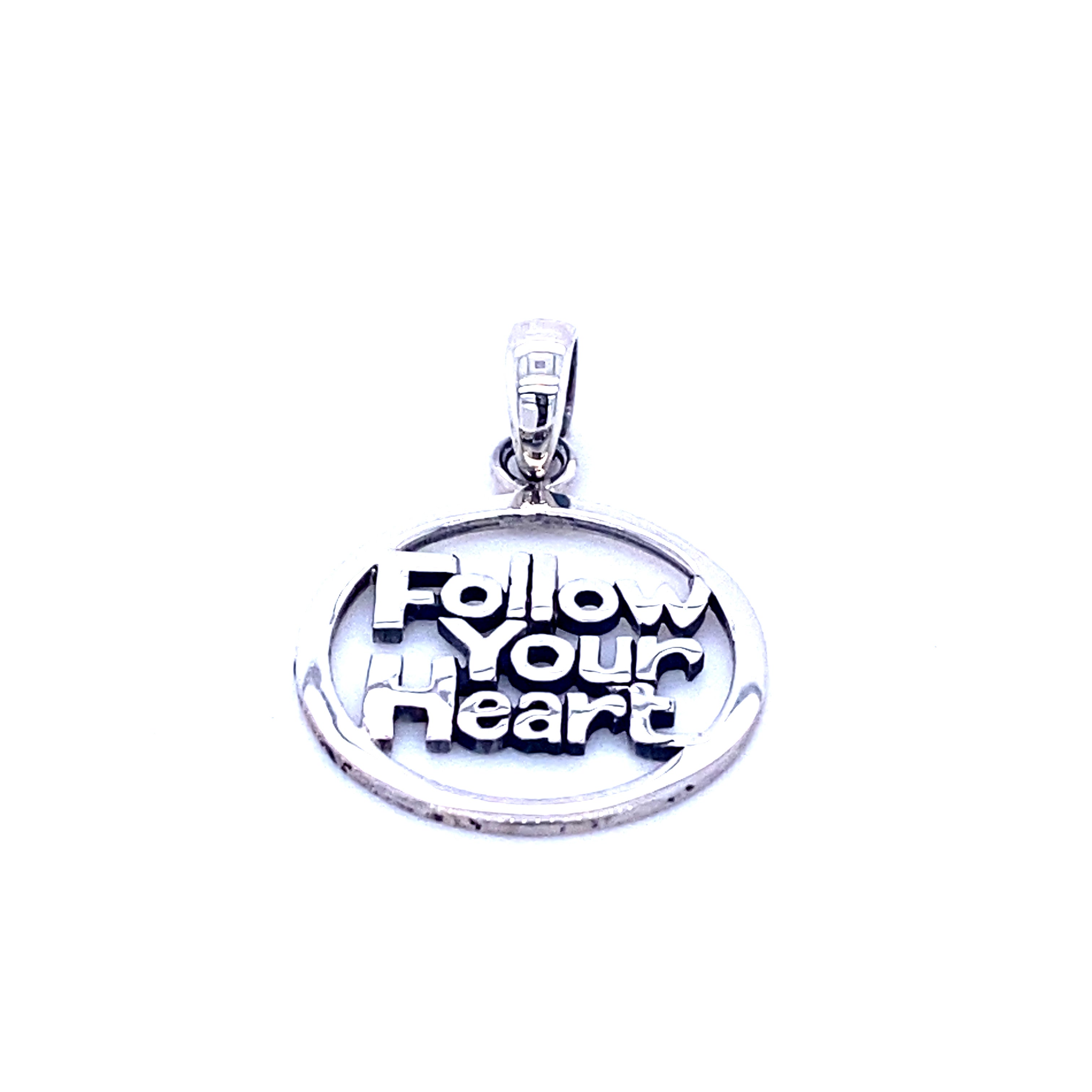 Super Silver's Affirmation Charms heart pendant showcases a sterling silver design combined with an affirmation.