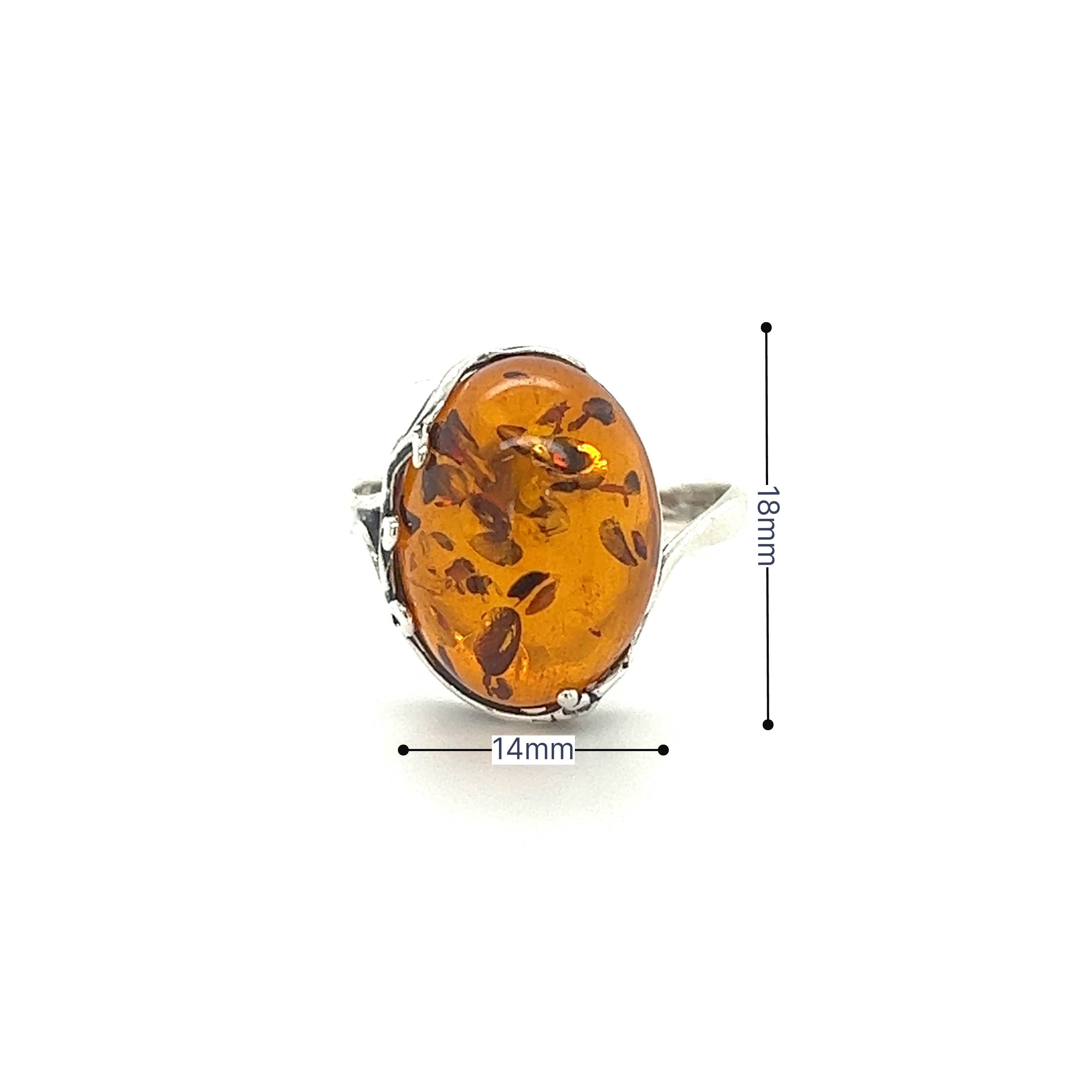 Stunning Victorian Styled Amber Ring with an earthy glow, crafted in sterling silver.