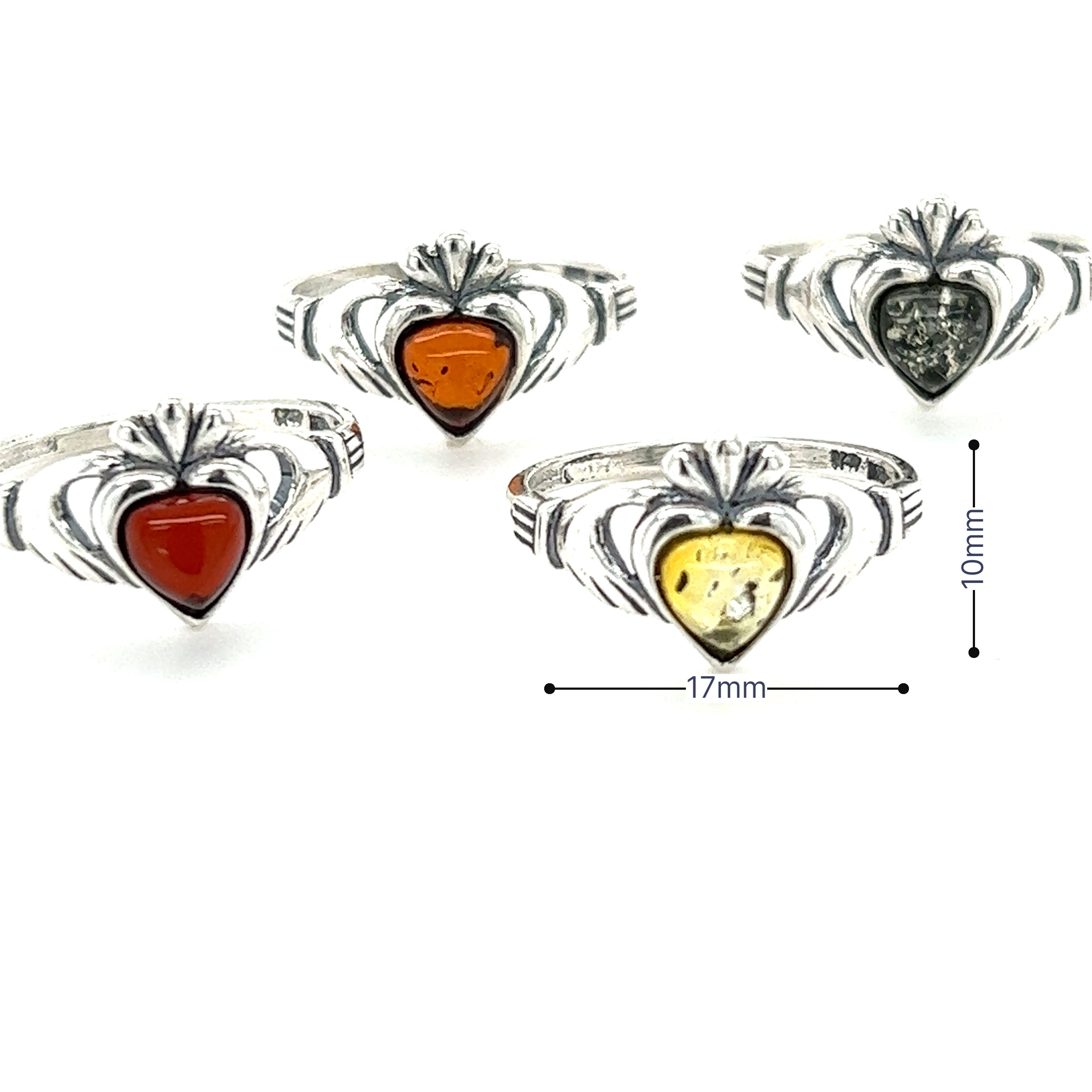 Super Silver's Claddagh Amber Heart Ring with amethyst.