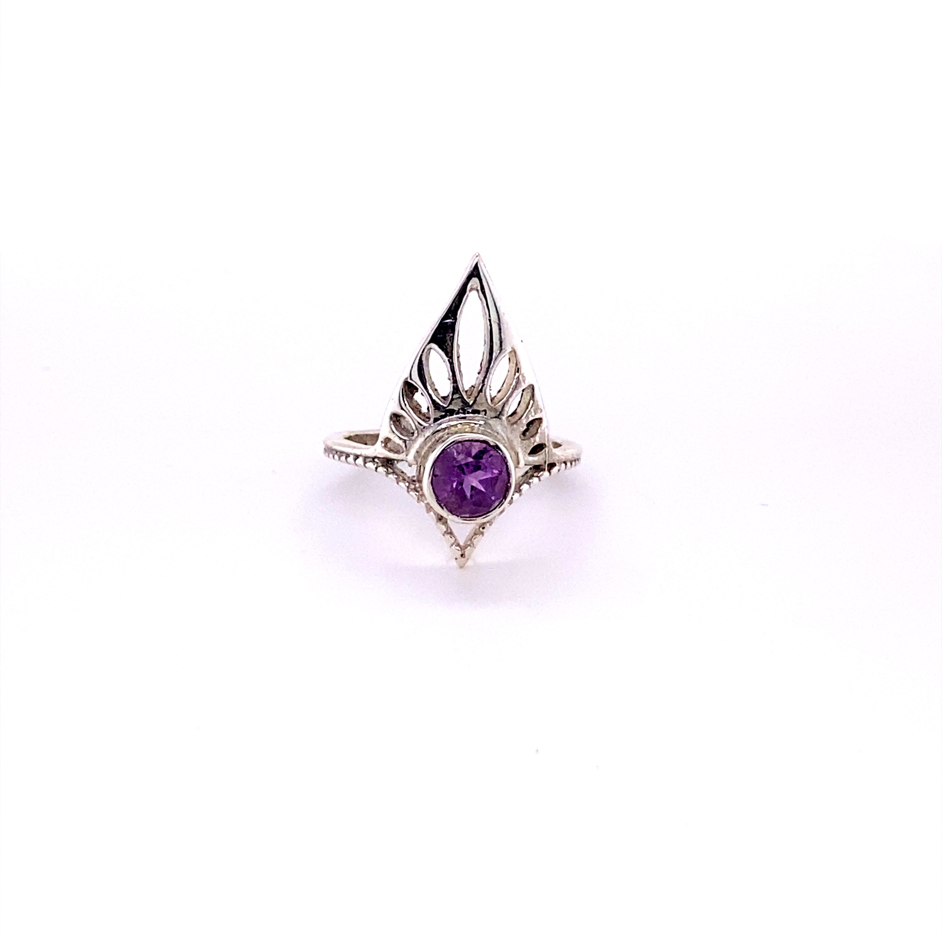 Henna Shield Ring with Natural Gemstones set in sterling silver.