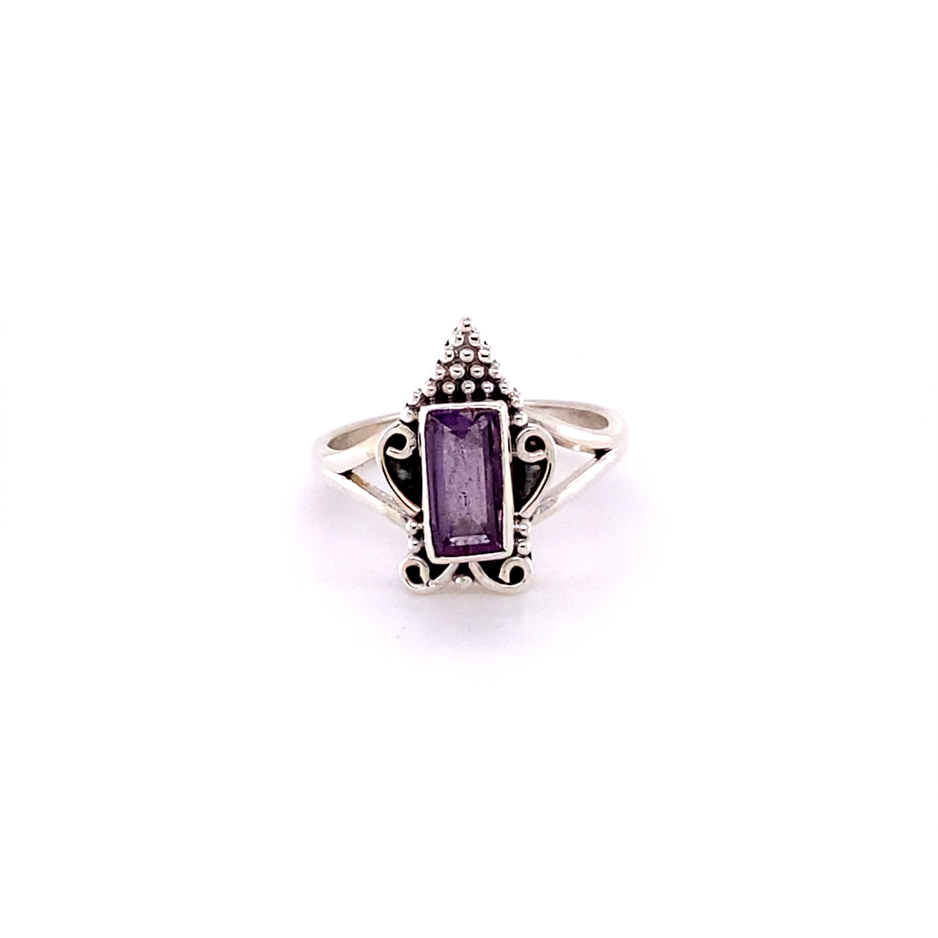 Super Silver's Bohemian Princess Ring is a sterling silver amethyst ring with a boho-style design.