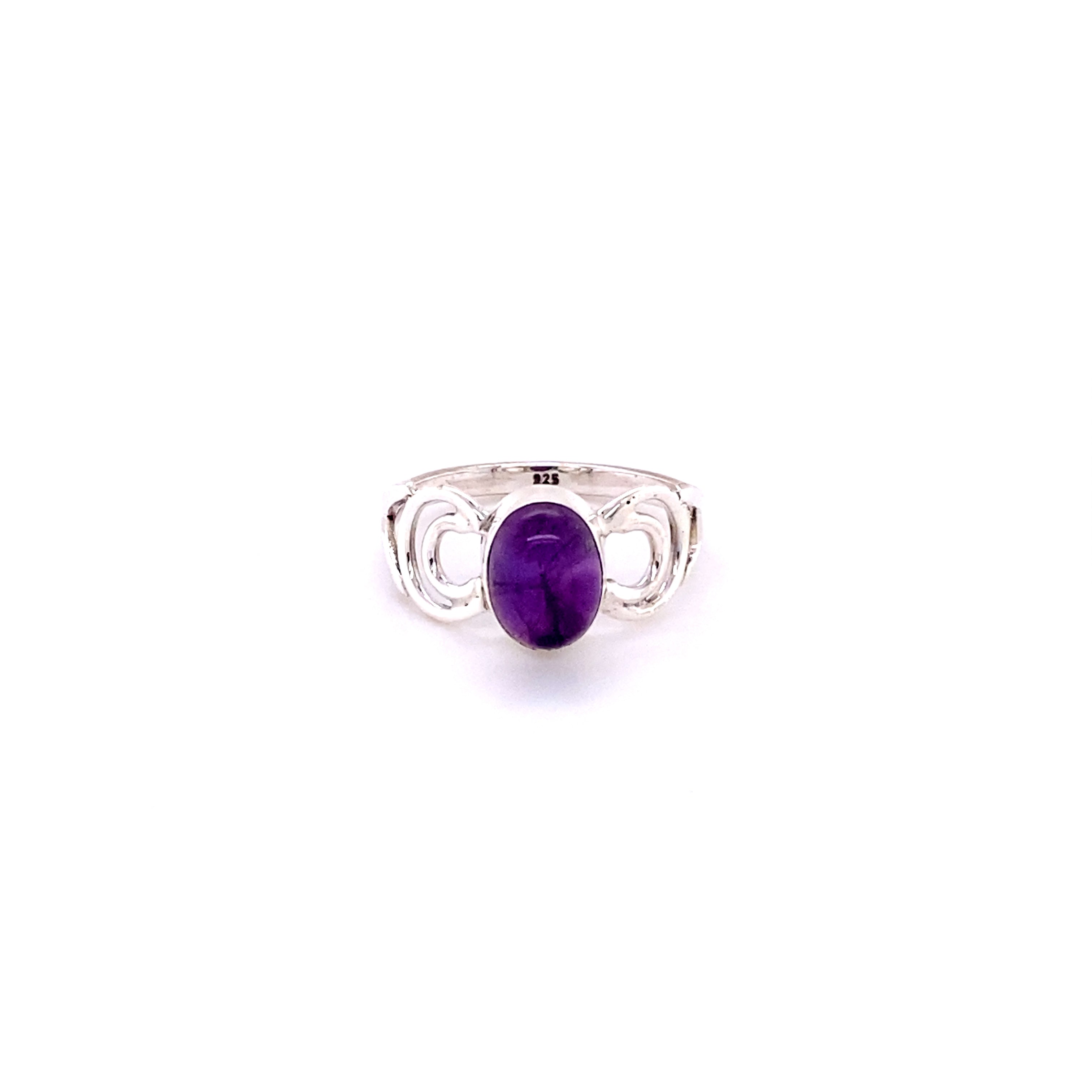 Hippie-inspired oval gemstone ring with moon design set in sterling silver, perfect for Santa Cruz vibes.