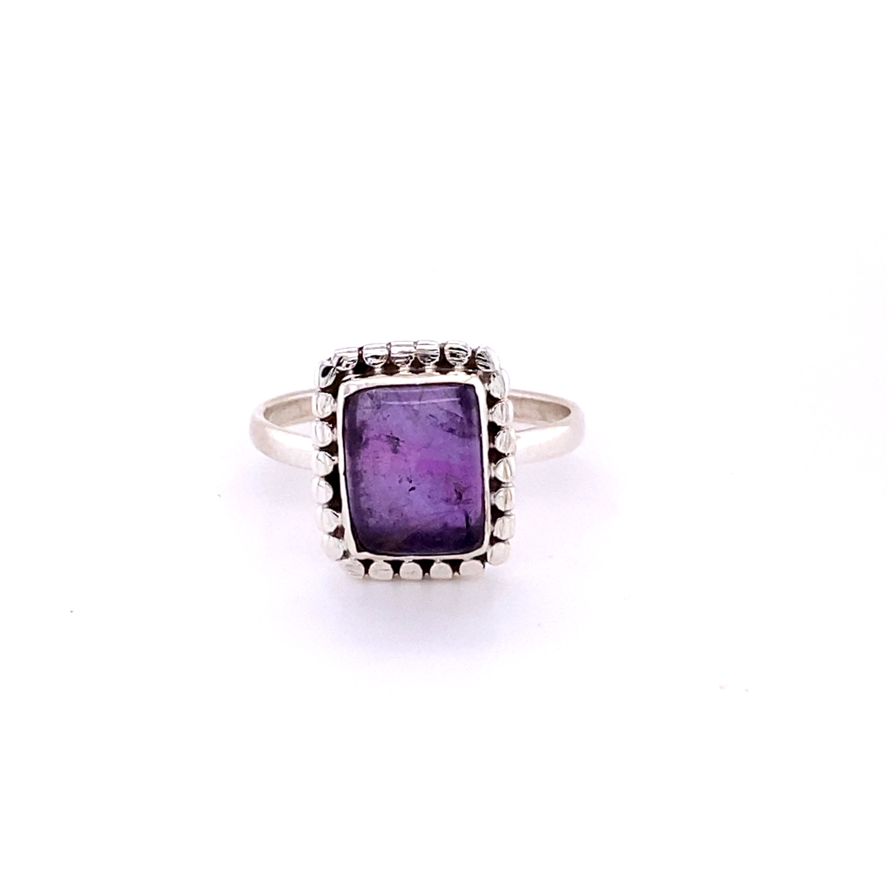 Square ring with natural gemstones in sterling silver.