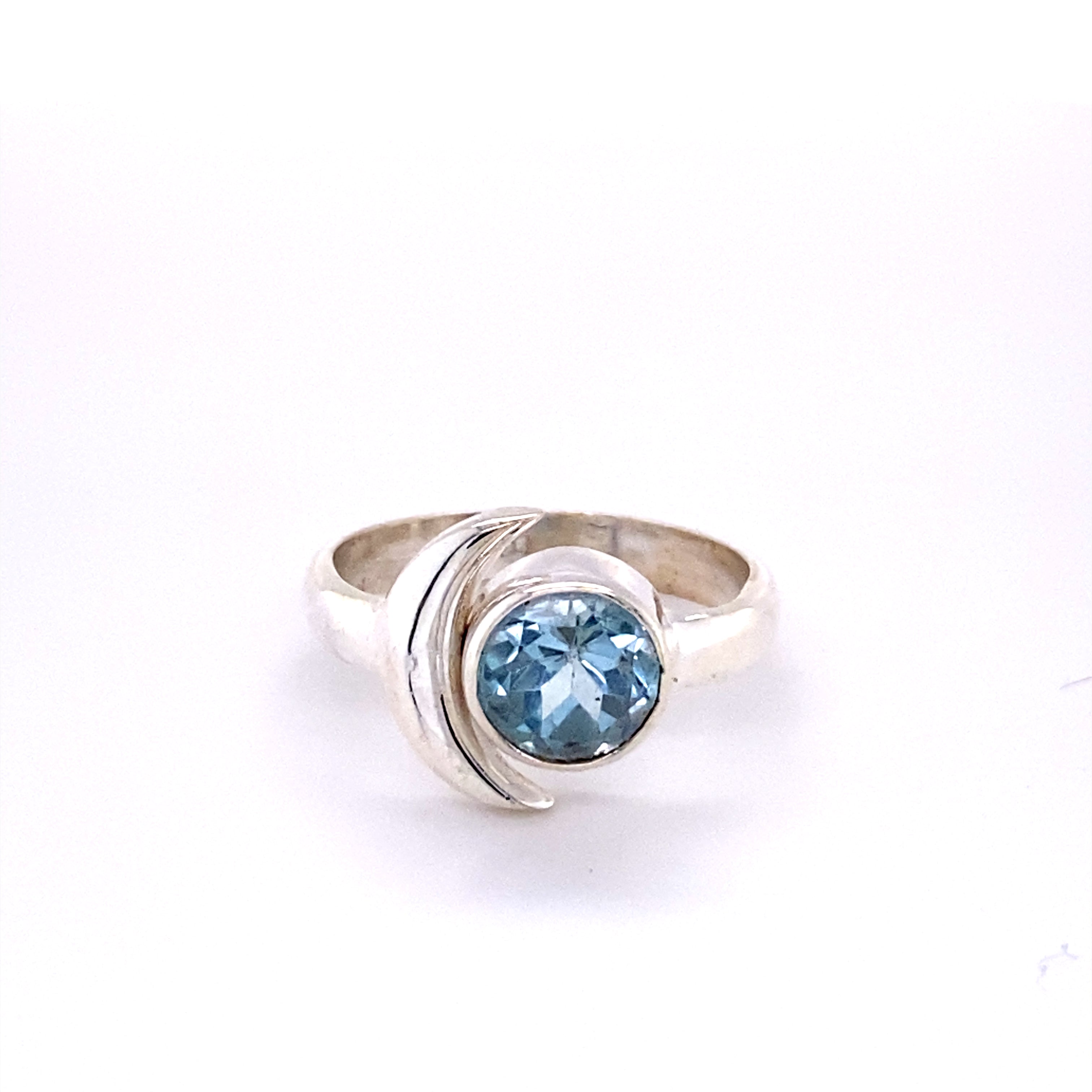 A boho-inspired Crescent Moon Ring with Natural Gemstones.