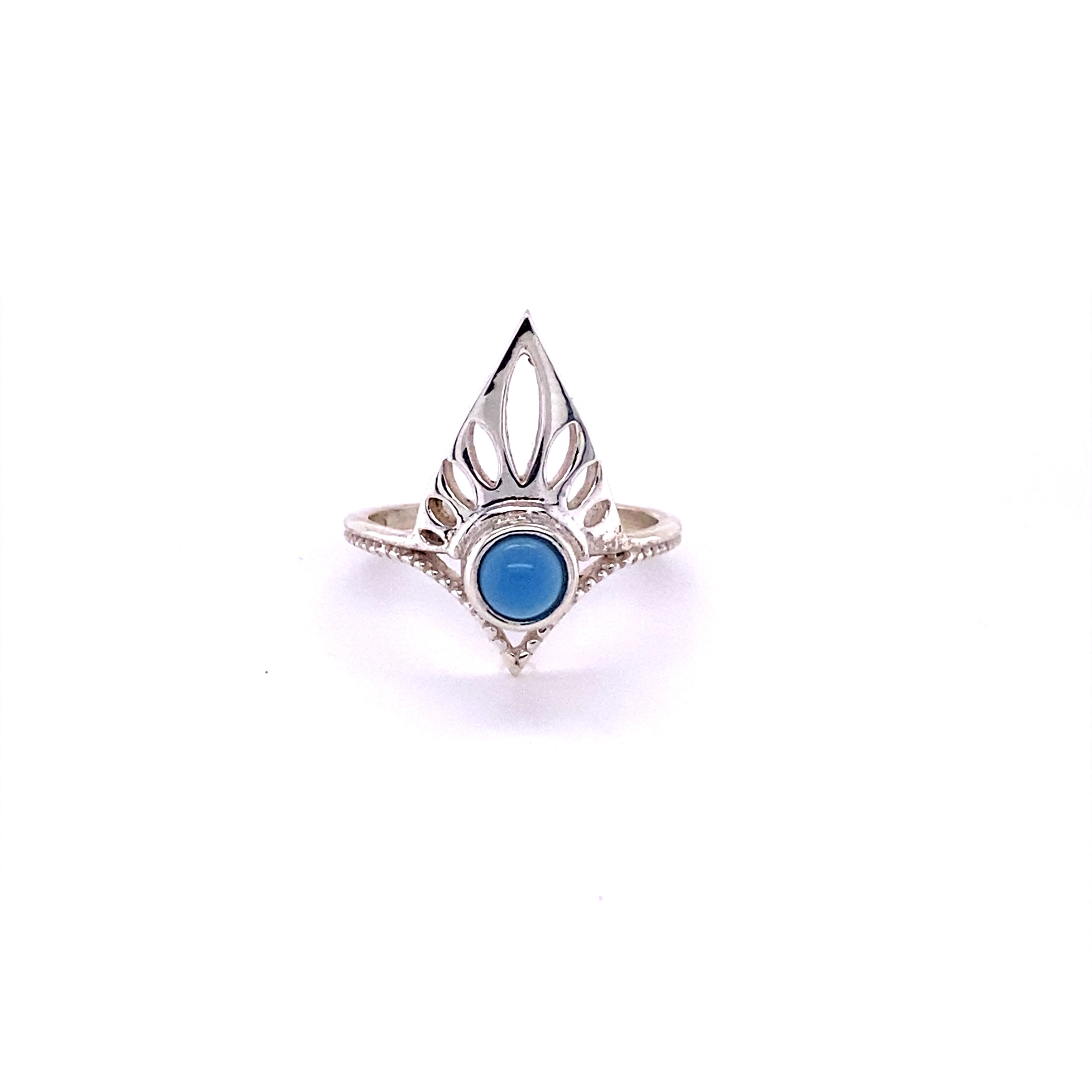 A Henna Shield Ring with Natural Gemstones with a blue stone.