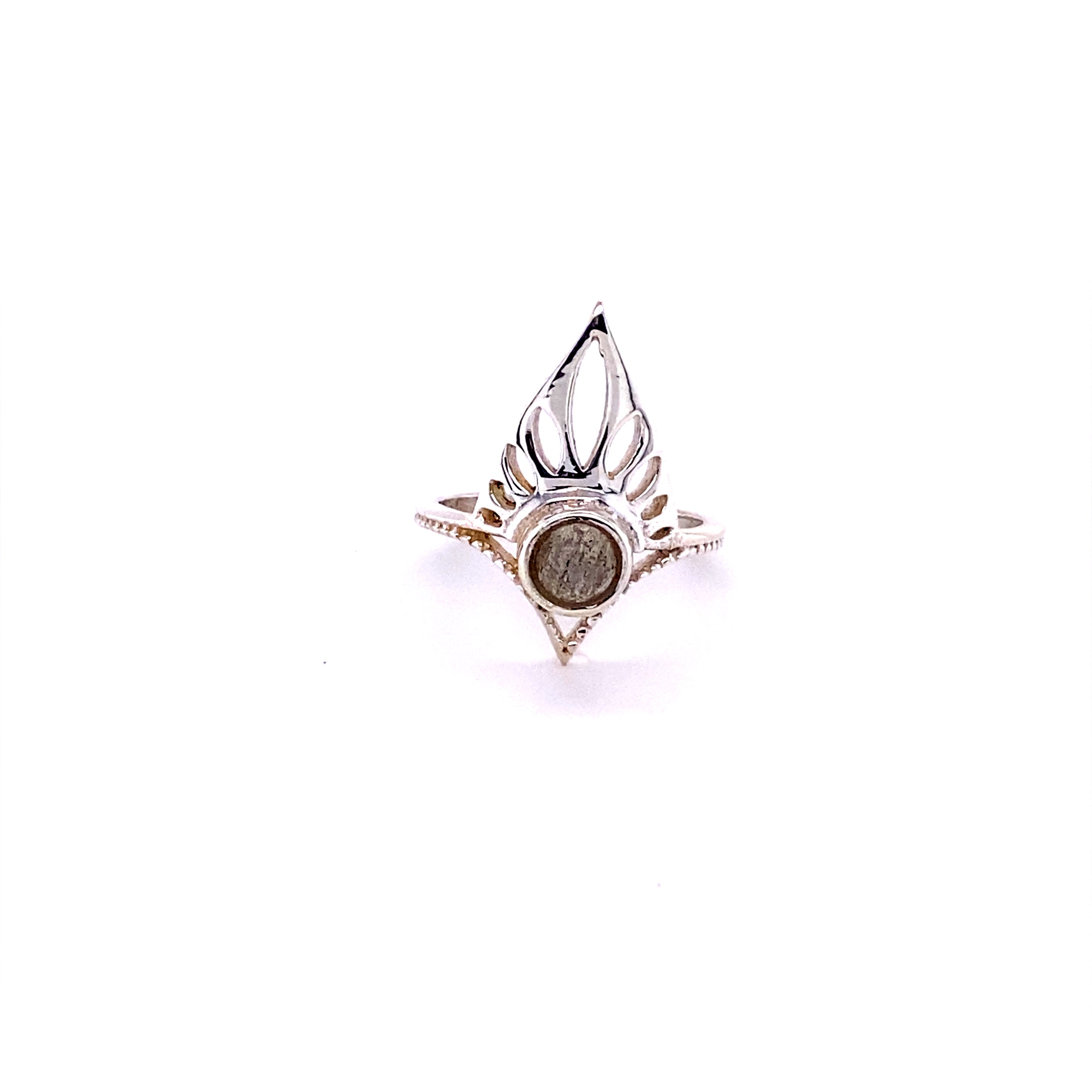 A Henna Shield Ring with Natural Gemstones with a cabochon stone in the middle.