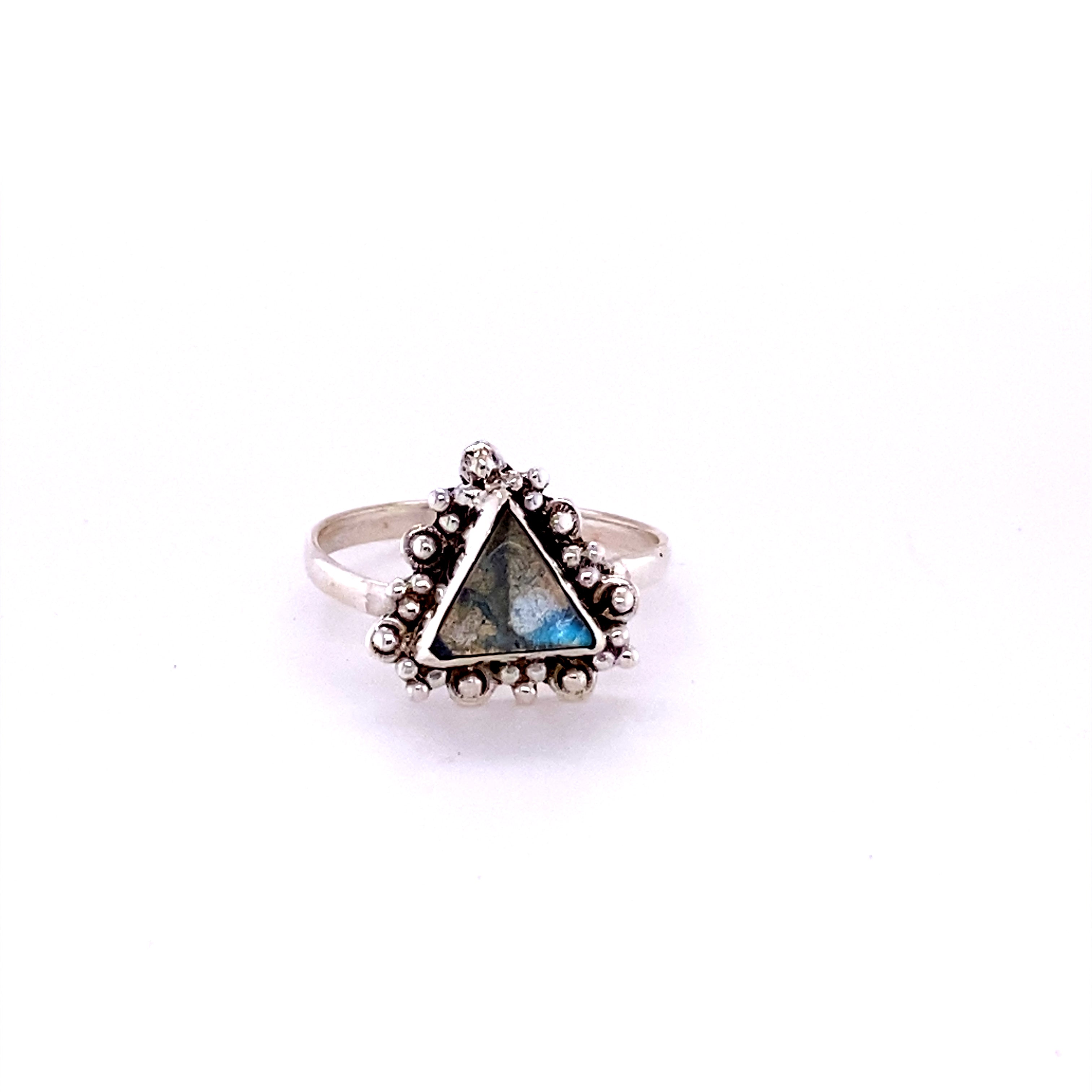 Super Silver's Delicate Labradorite Gemstone Triangle Ring.