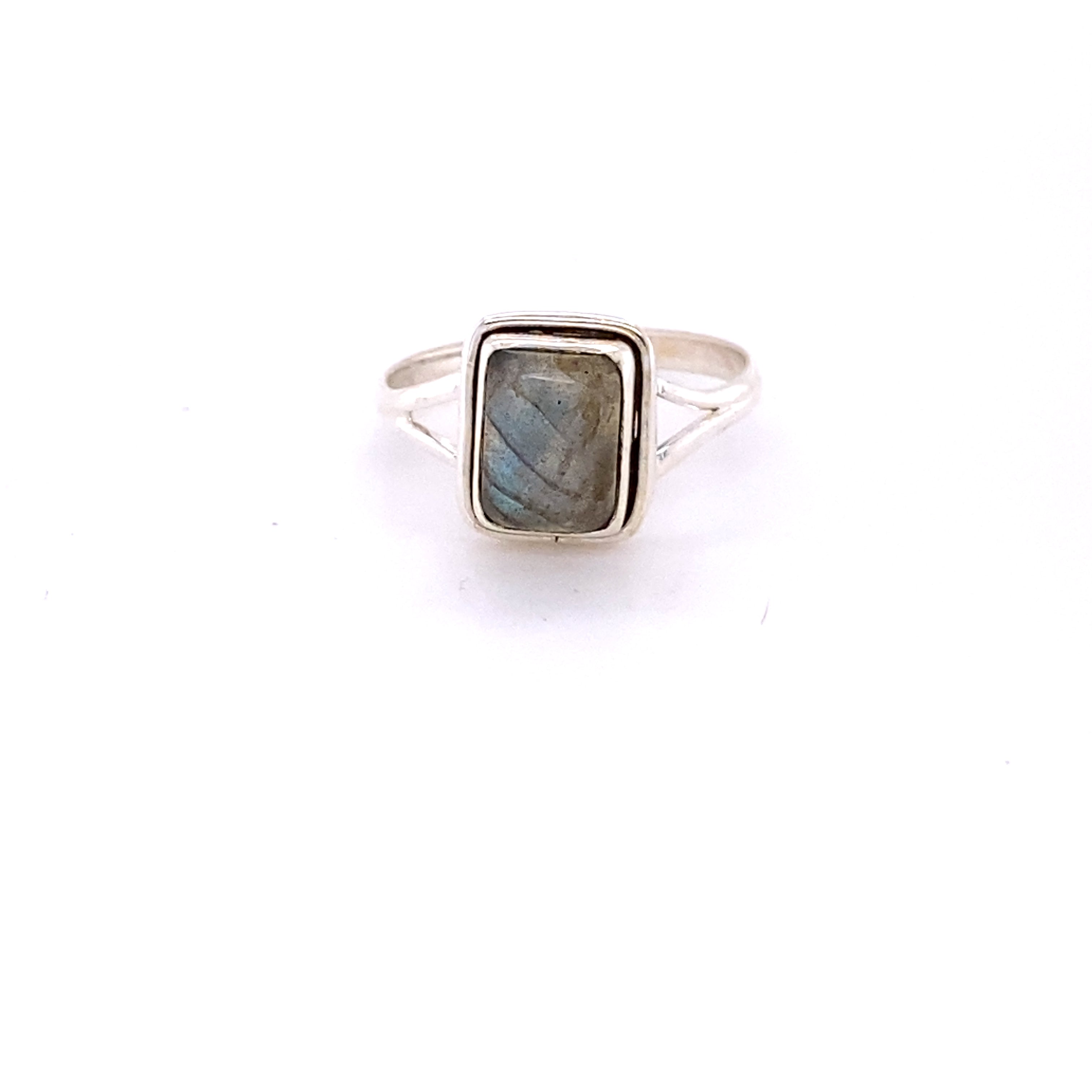 Simple Square Gemstone ring in sterling silver featuring a mesmerizing cabochon gemstone.