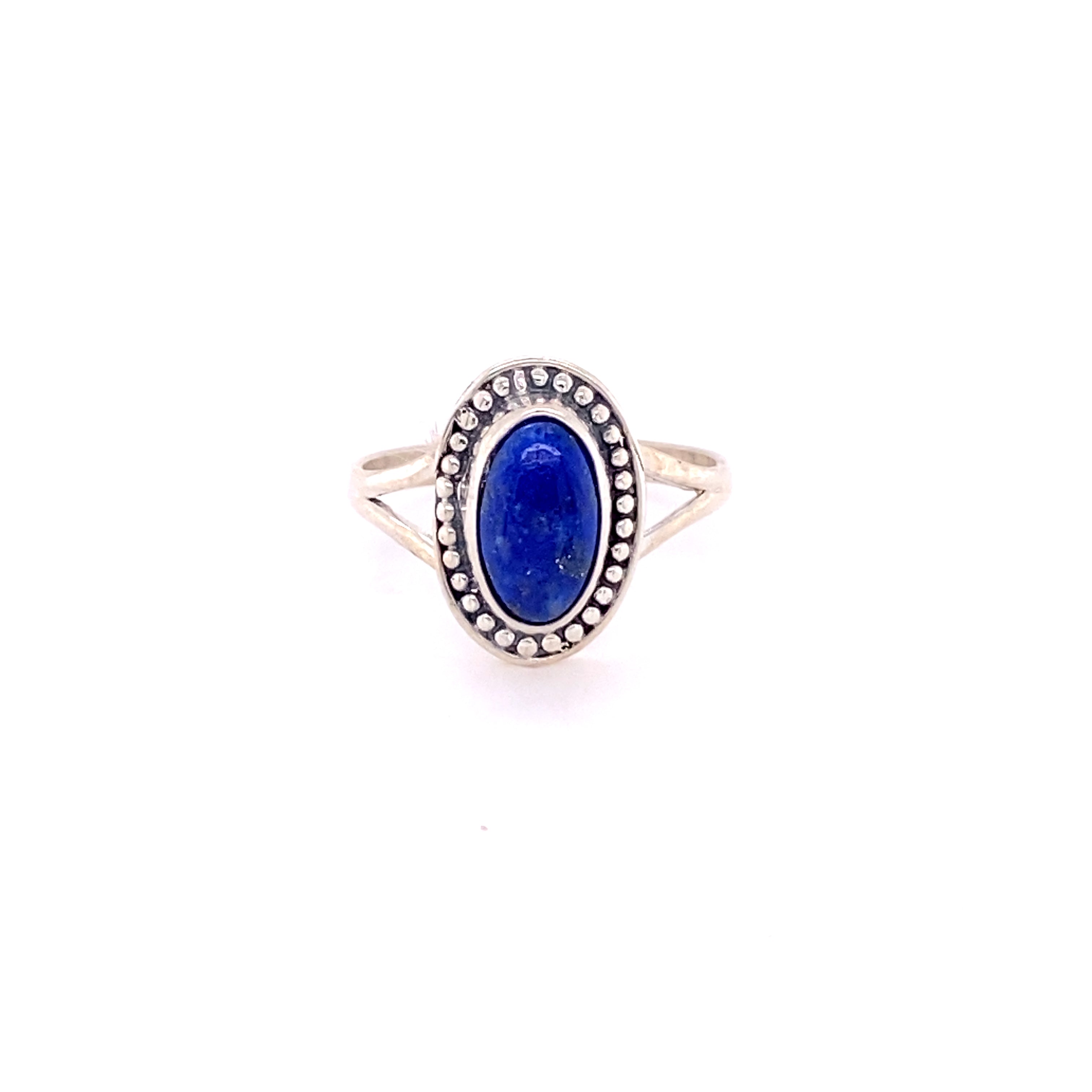 A Trendy Oval Ring from Super Silver with a lapis stone and diamonds.