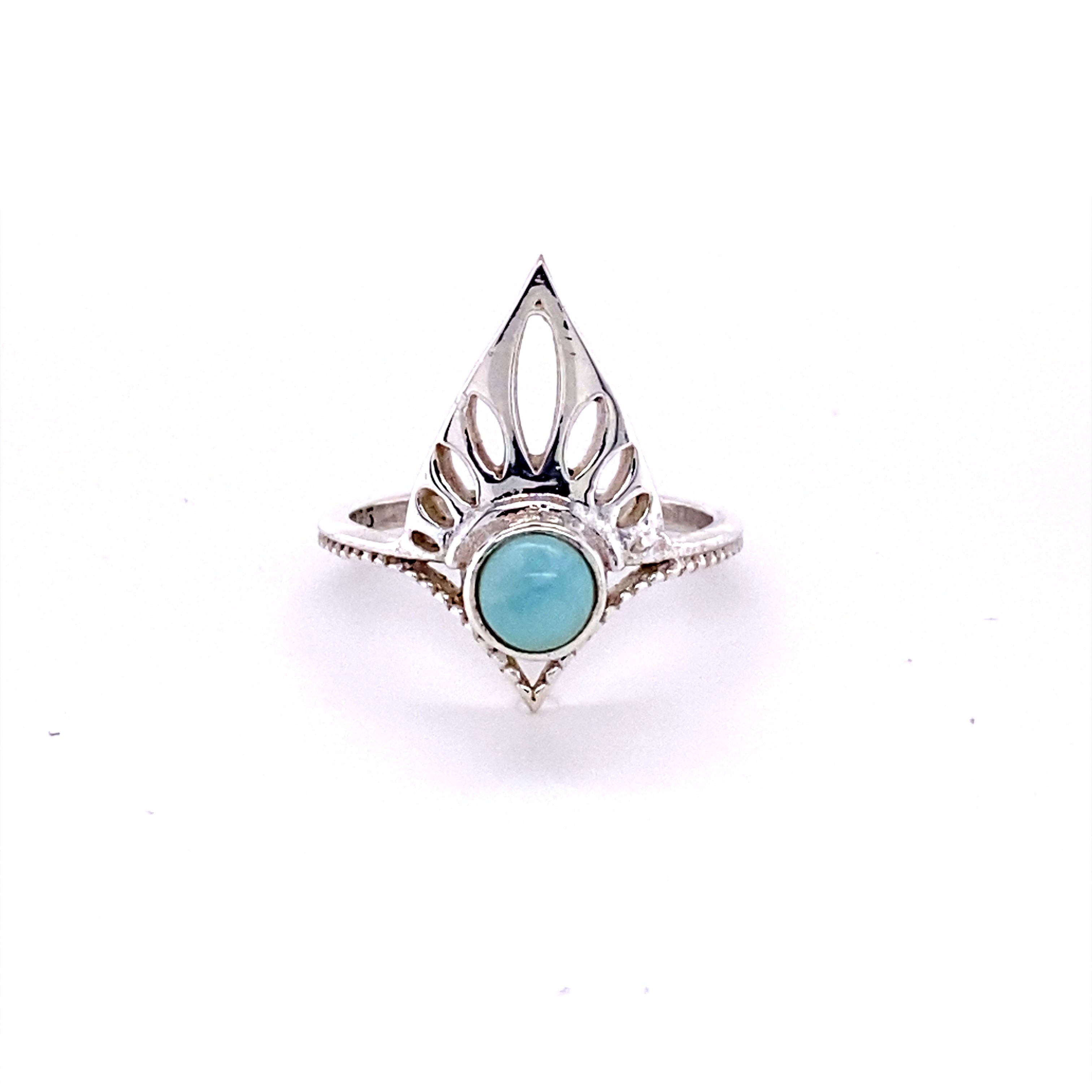 A unique Super Silver Henna Shield Ring with Natural Gemstones, perfect for gemstone lovers.