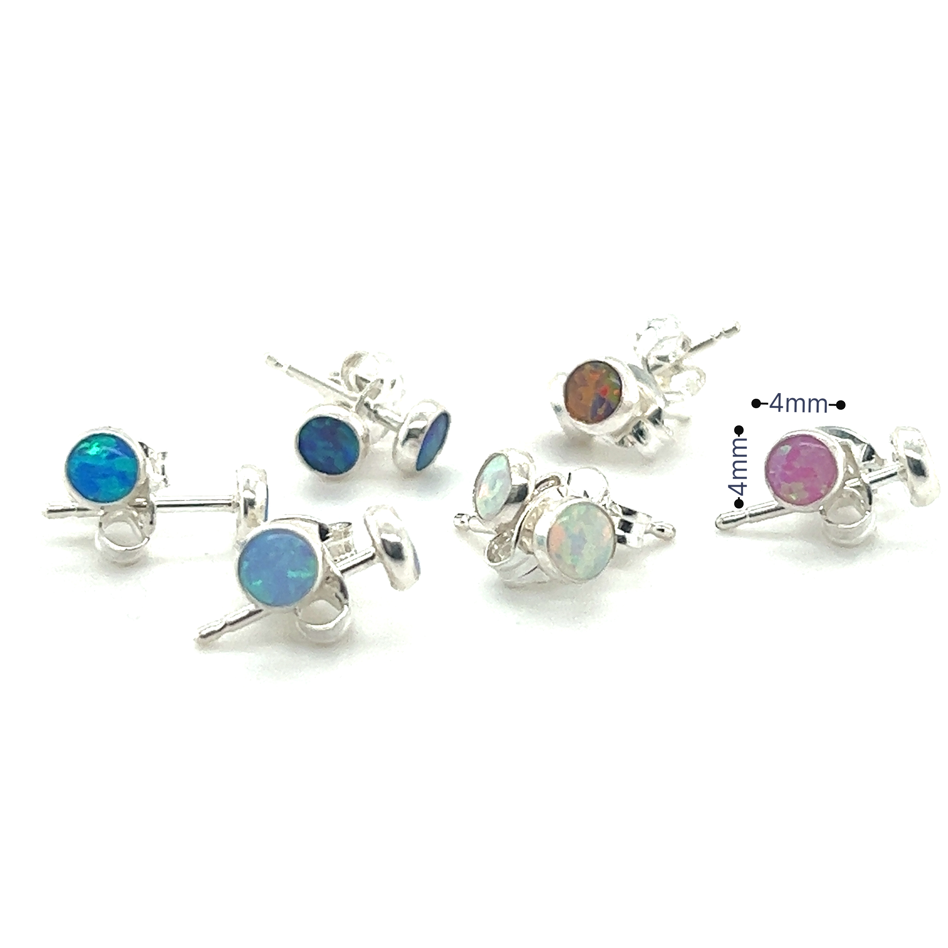 Super Silver's Dainty Opal Studs featuring minimalist designs.