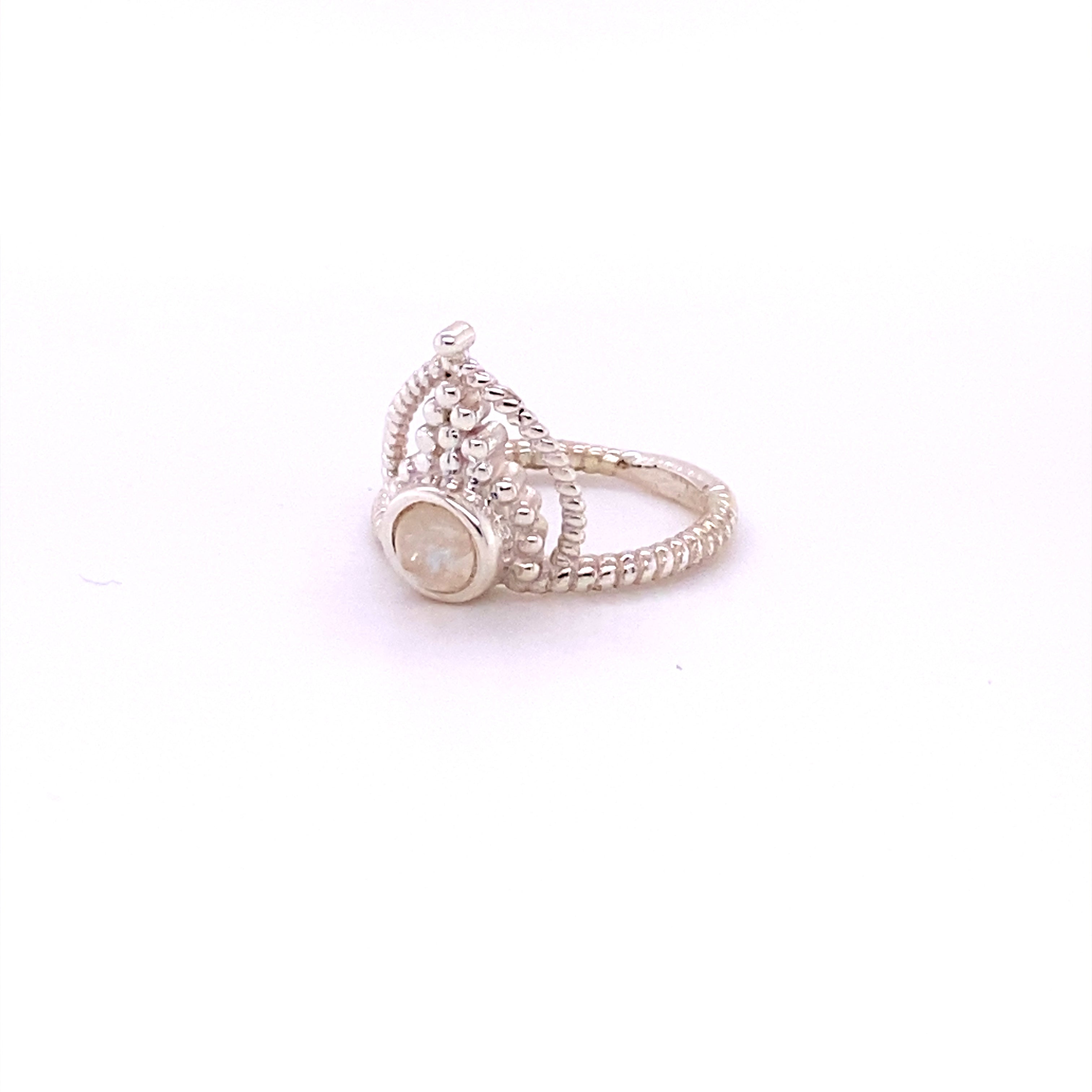 A Simple Tiara Ring with Natural Gemstones by Super Silver, featuring a henna design.