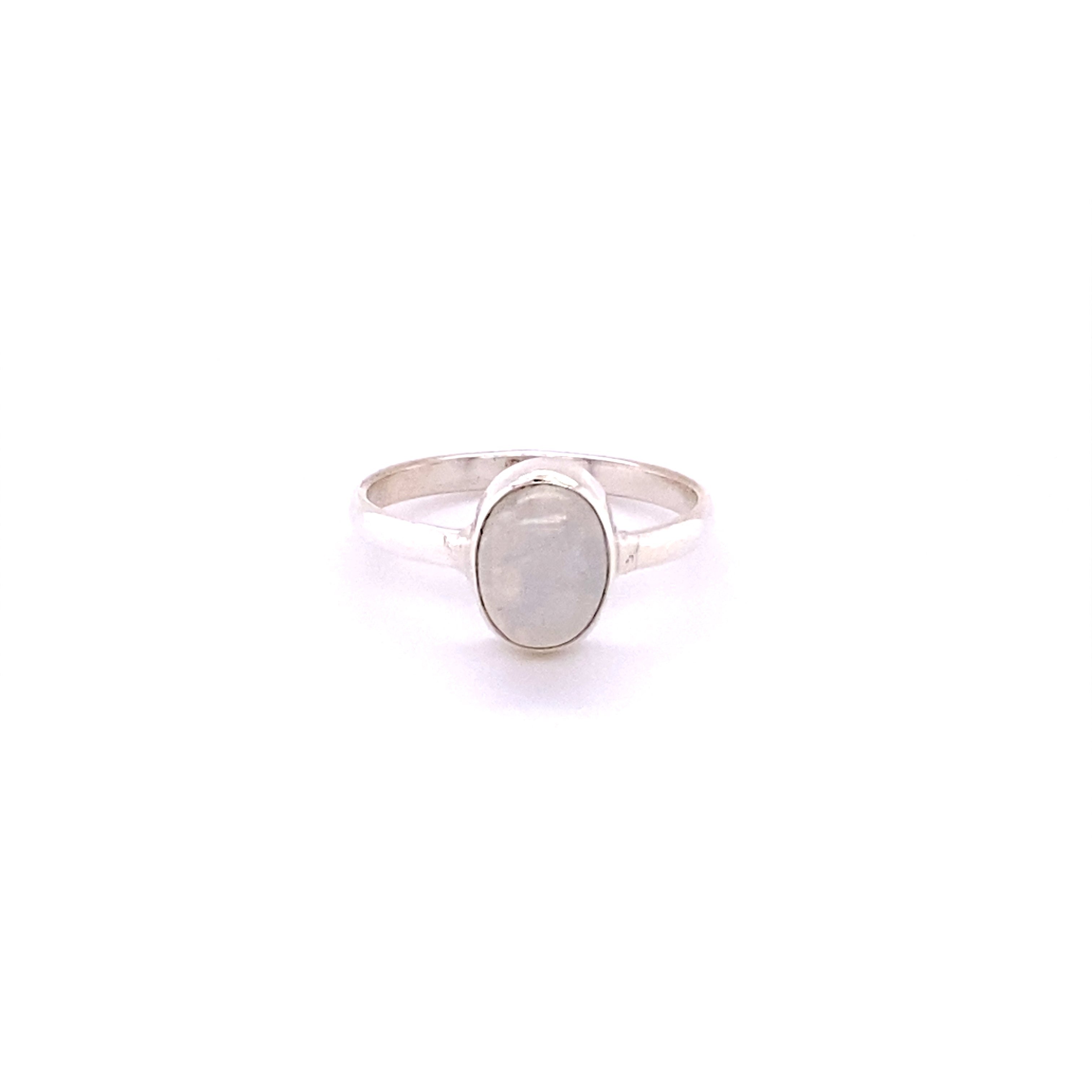 A Simple Oval Natural Gemstone Ring on a white background.