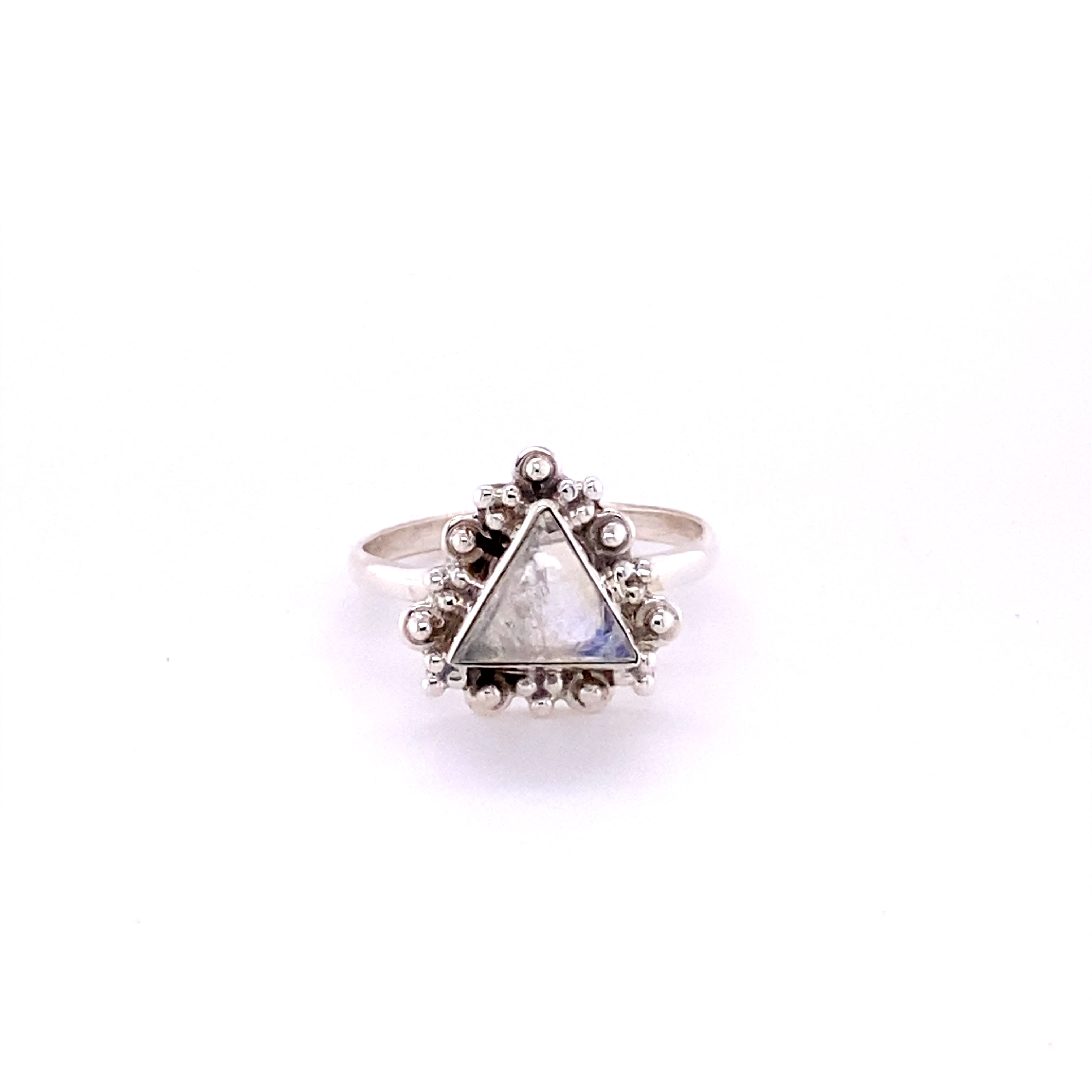 A Super Silver Delicate Gemstone Triangle Ring.