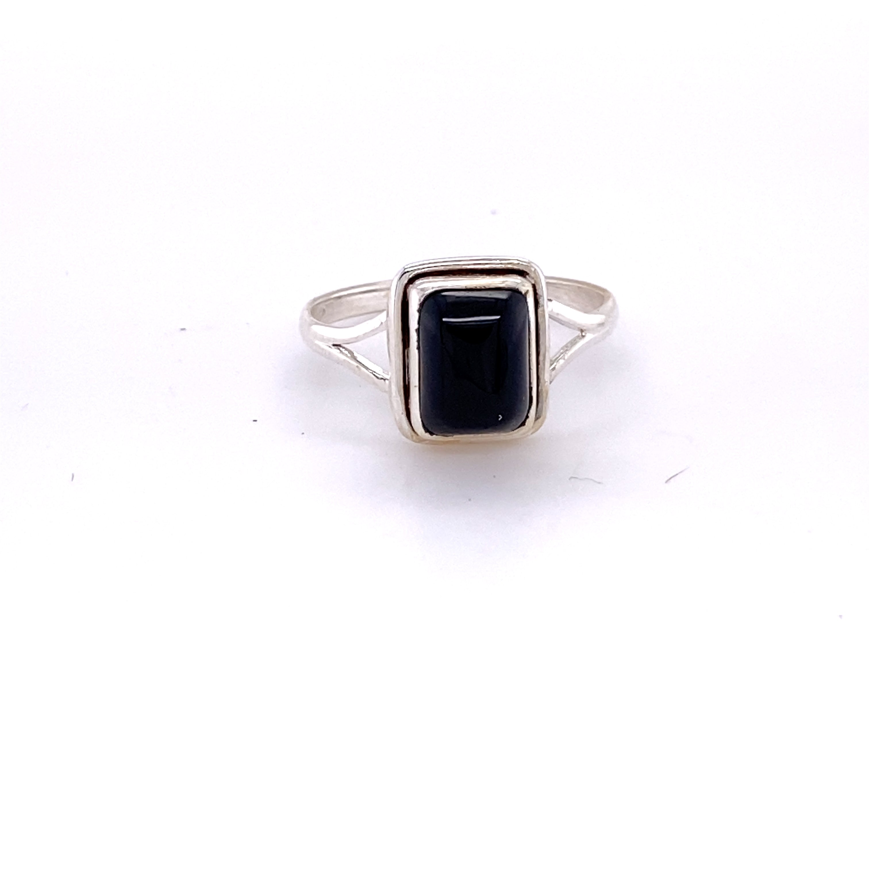 Modern Simple Square Gemstone Ring in sterling silver.