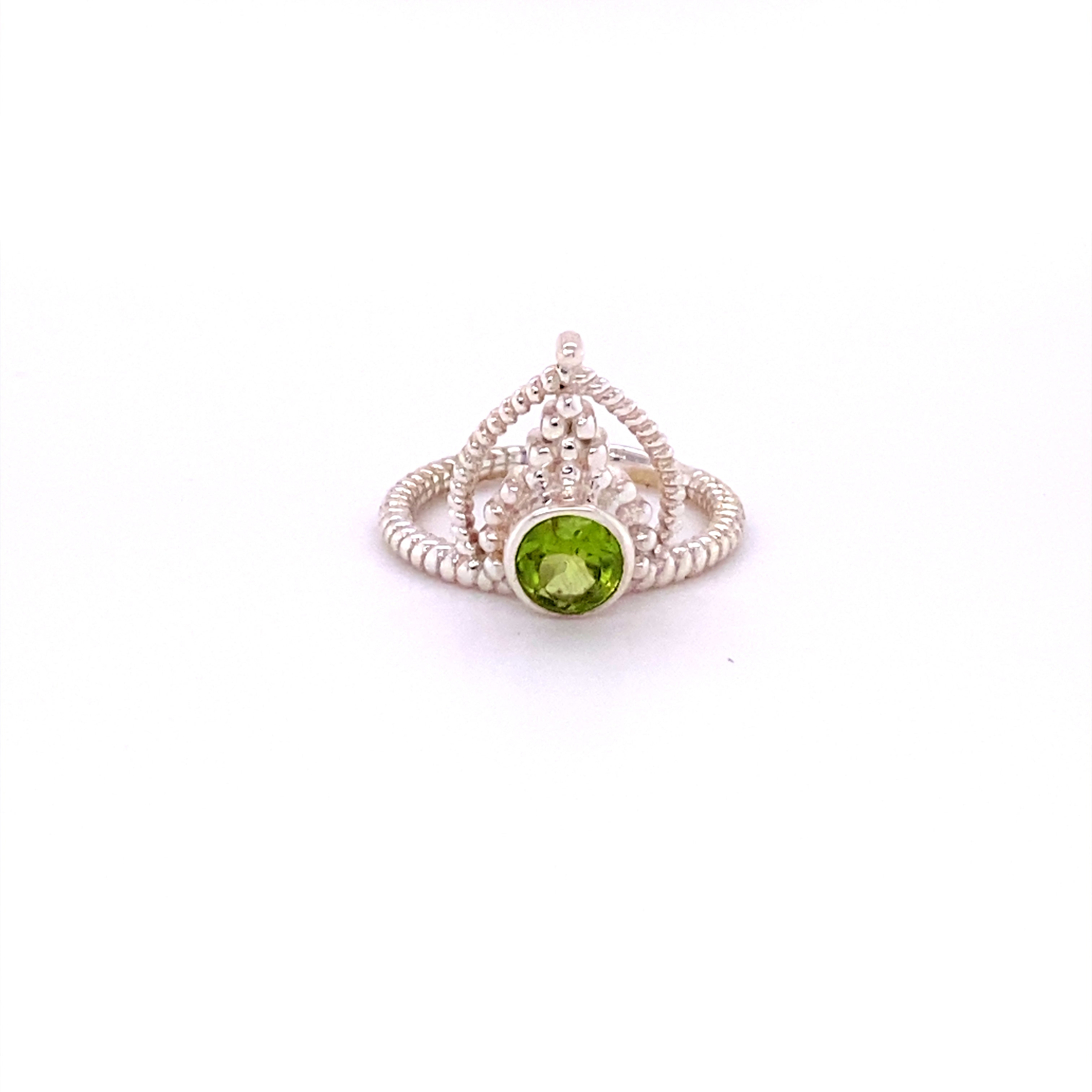 A Simple Tiara Ring with Natural Gemstones from Super Silver, with a peridot in the center.