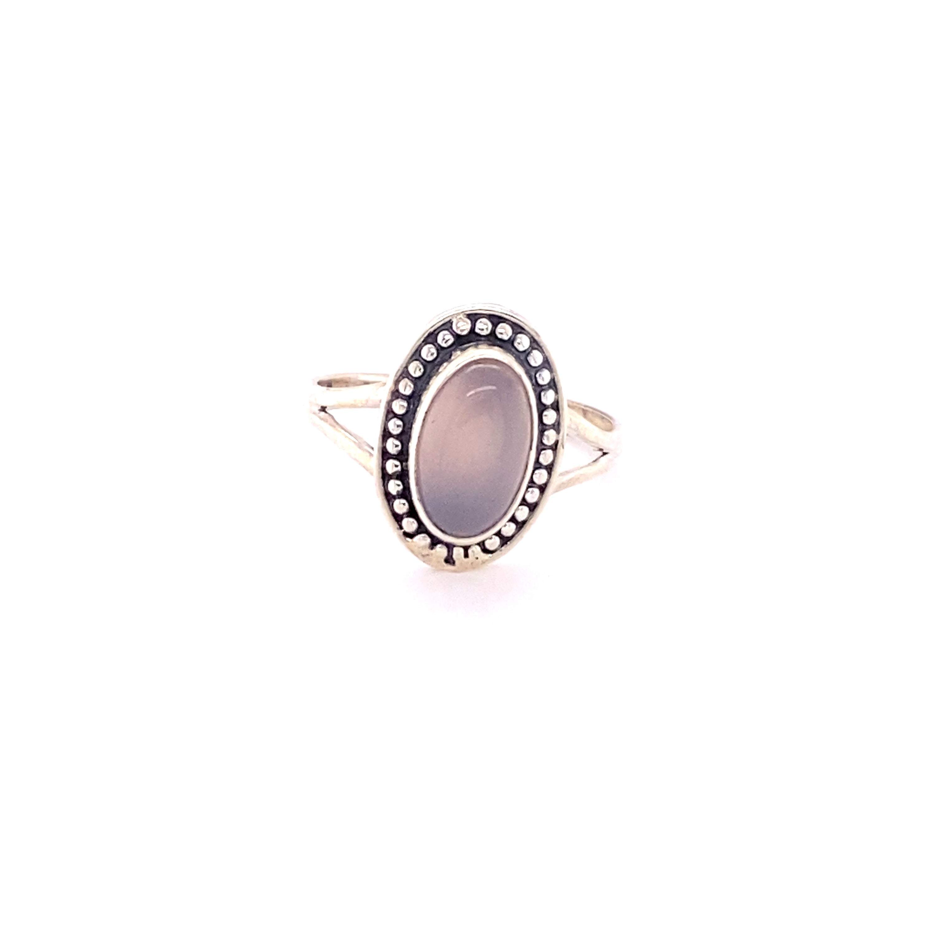 A Super Silver Trendy Oval Ring with an oval stone and diamonds, made of .925 Sterling Silver.
