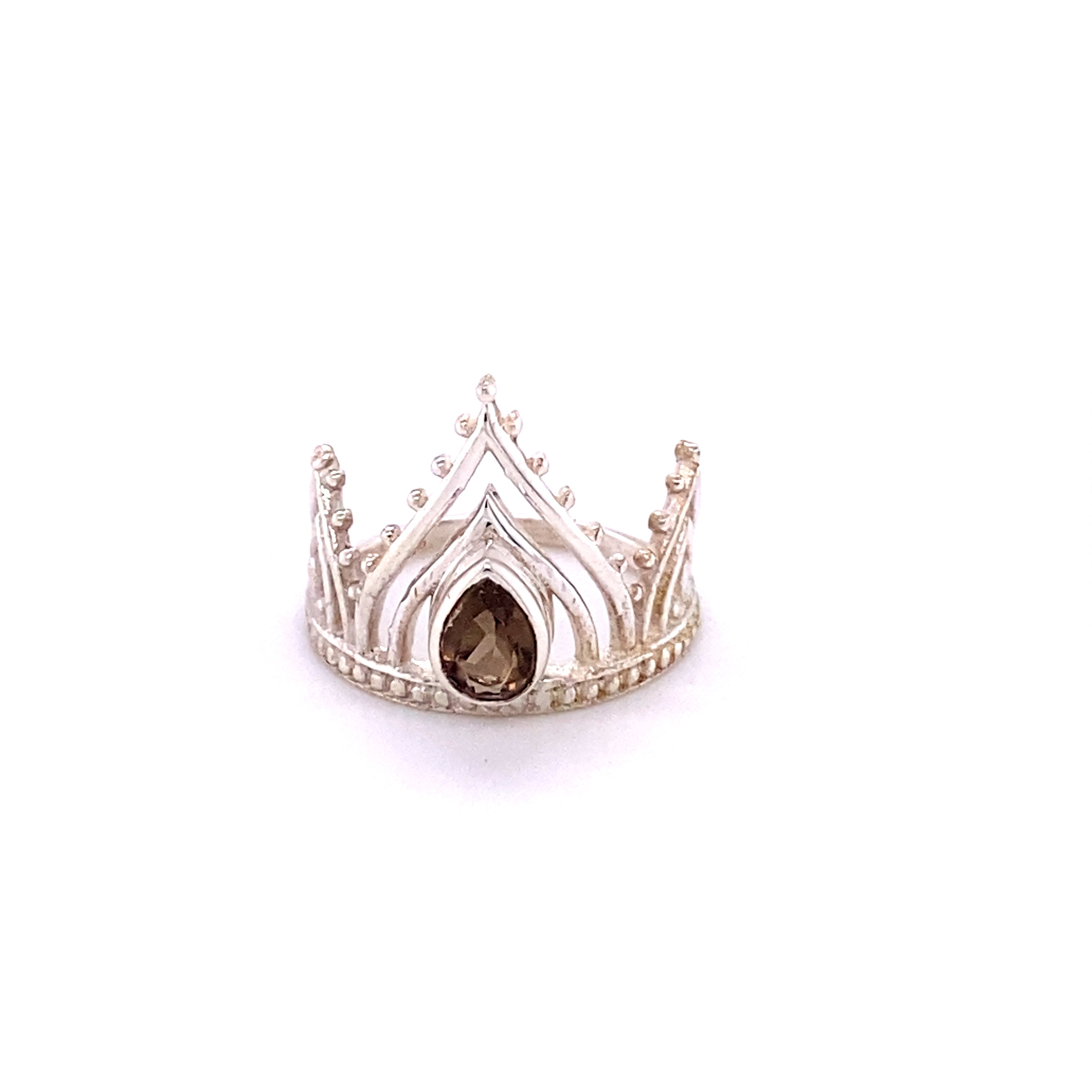 A Super Silver Henna Crown Ring adorned with Natural Gemstones.
