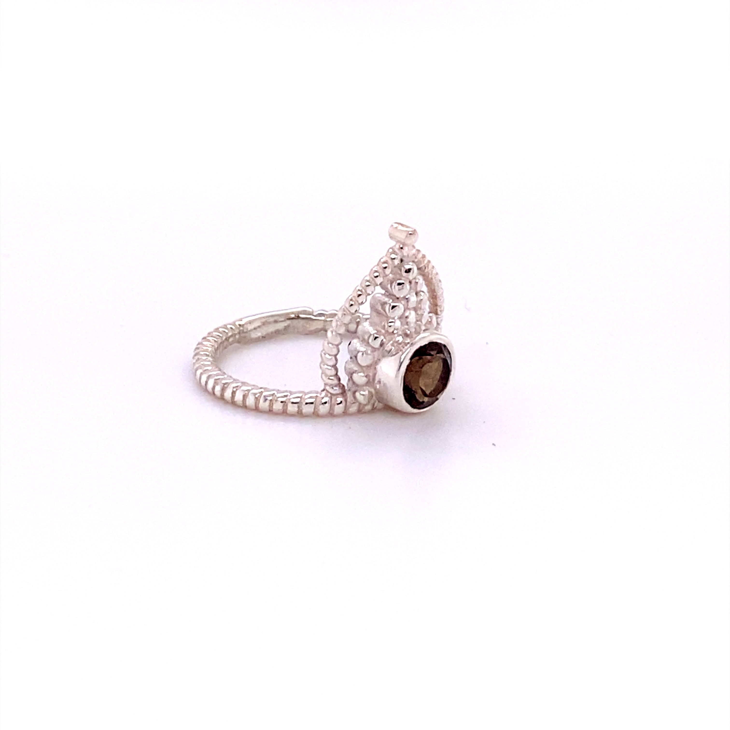 A Simple Tiara Ring with Natural Gemstones from Super Silver, featuring a smoky quartz stone.