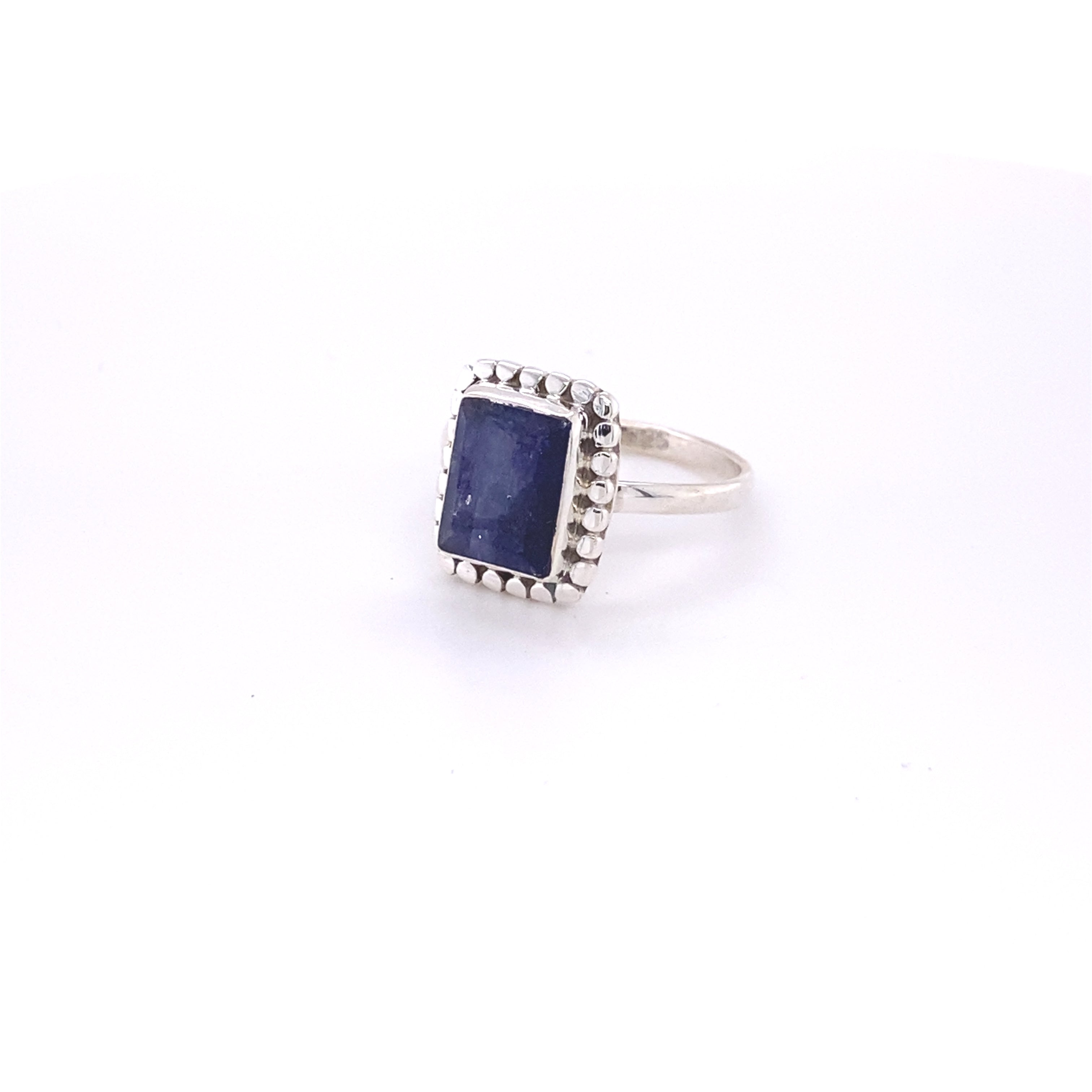 A Square Ring with Natural Gemstones from Super Silver, made of .925 Sterling Silver, including a square lapis gemstone.