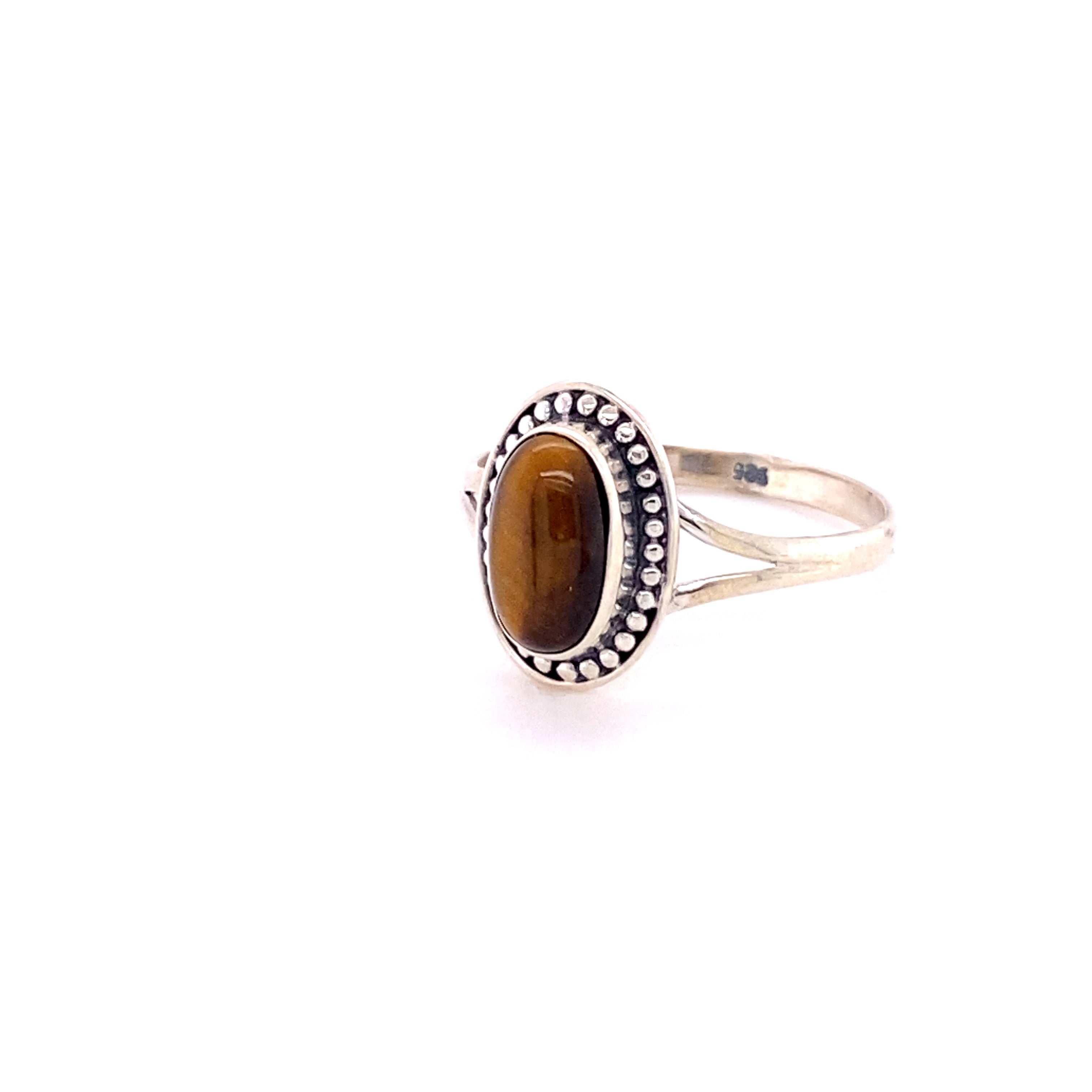 A Trendy Oval Ring from Super Silver with a tiger eye stone.