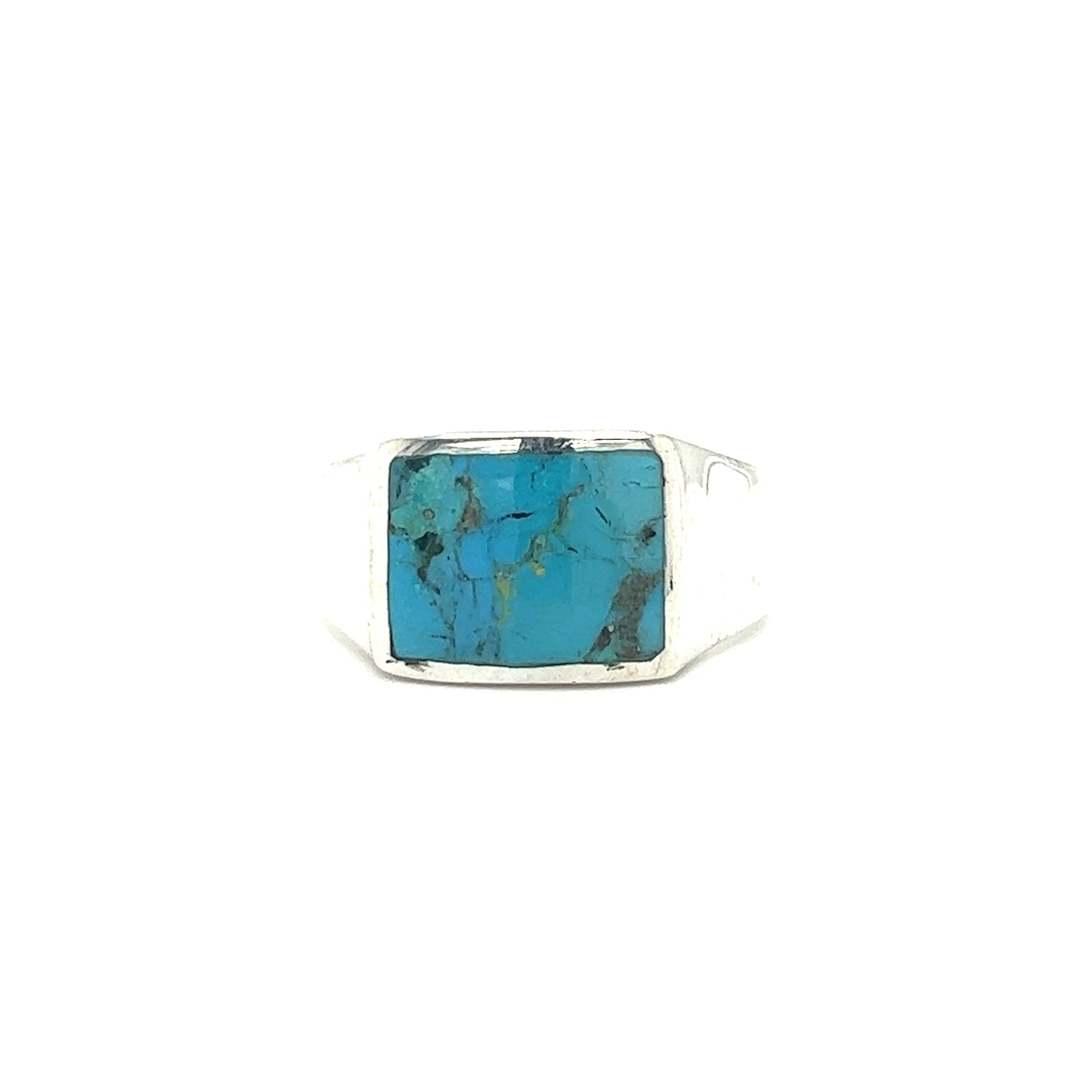 
                  
                    A statement piece featuring a Kingman Turquoise stone on a Super Silver Kingman Turquoise Signet Ring.
                  
                