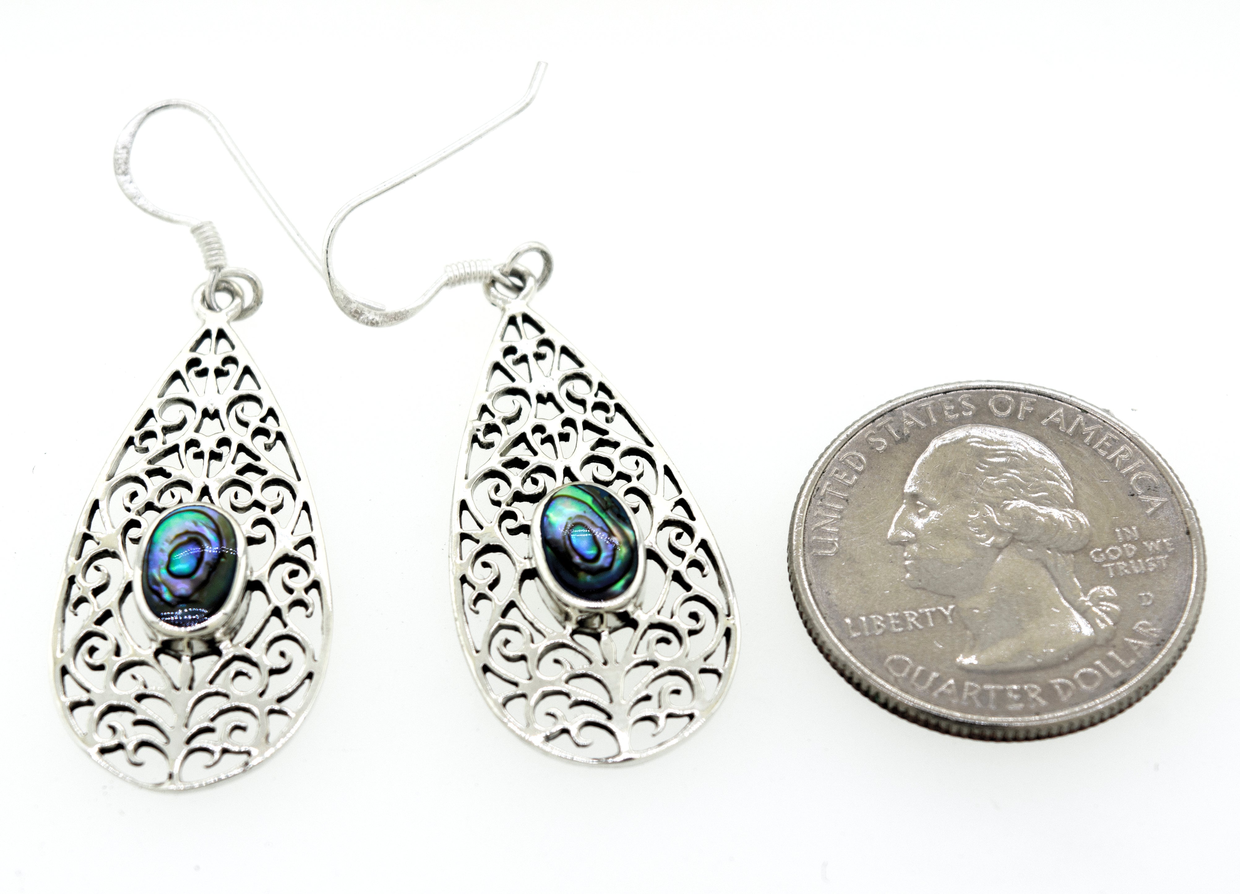These stunning Elegant Teardrop Shape Abalone Earrings are crafted from Super Silver.